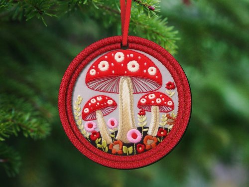 Red Toadstool Ornament or Car Charm