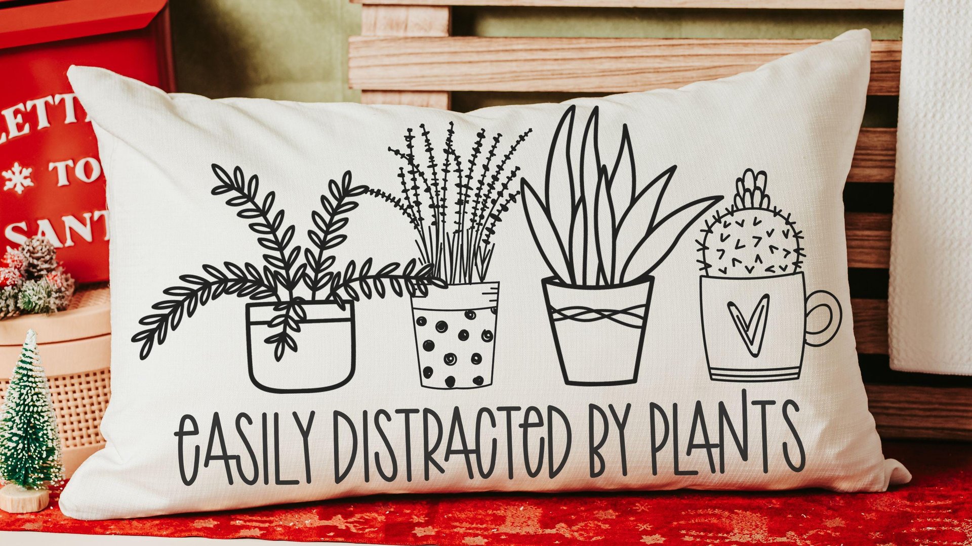easily distracted by plants funny throw pillows for couch, plant mom gift, Mothers Day gift from daughter, plant gifts for her, gardener