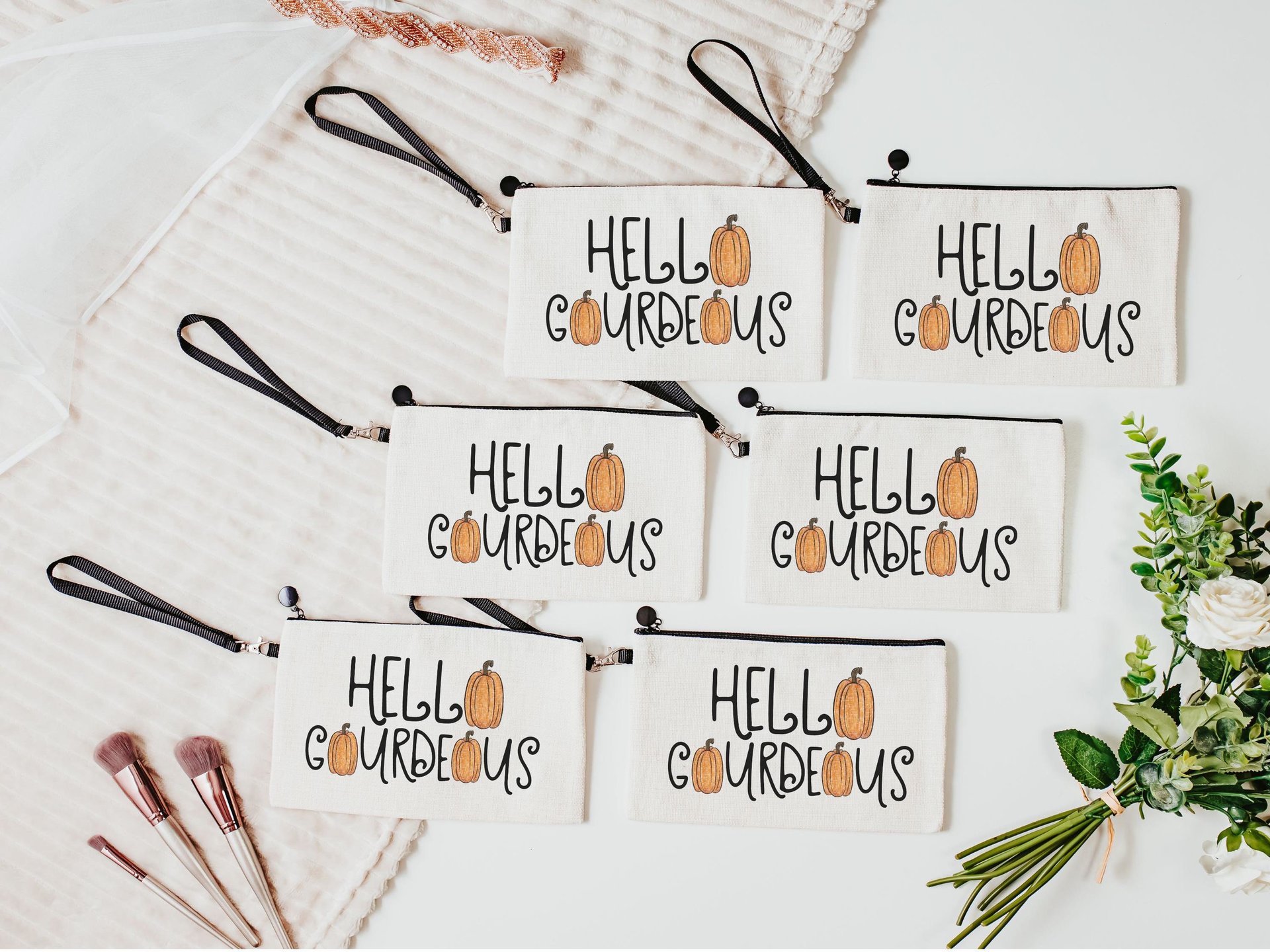 hello gourdgeous makeup bag, stocking stuffers for teenage girls, Christmas gift for daughter, cosmetic bag for purse, lash tech gifts, best