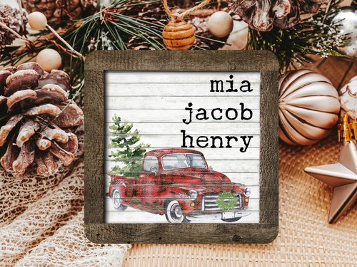 Personalized Red Truck Christmas Ornament, 3.14in
