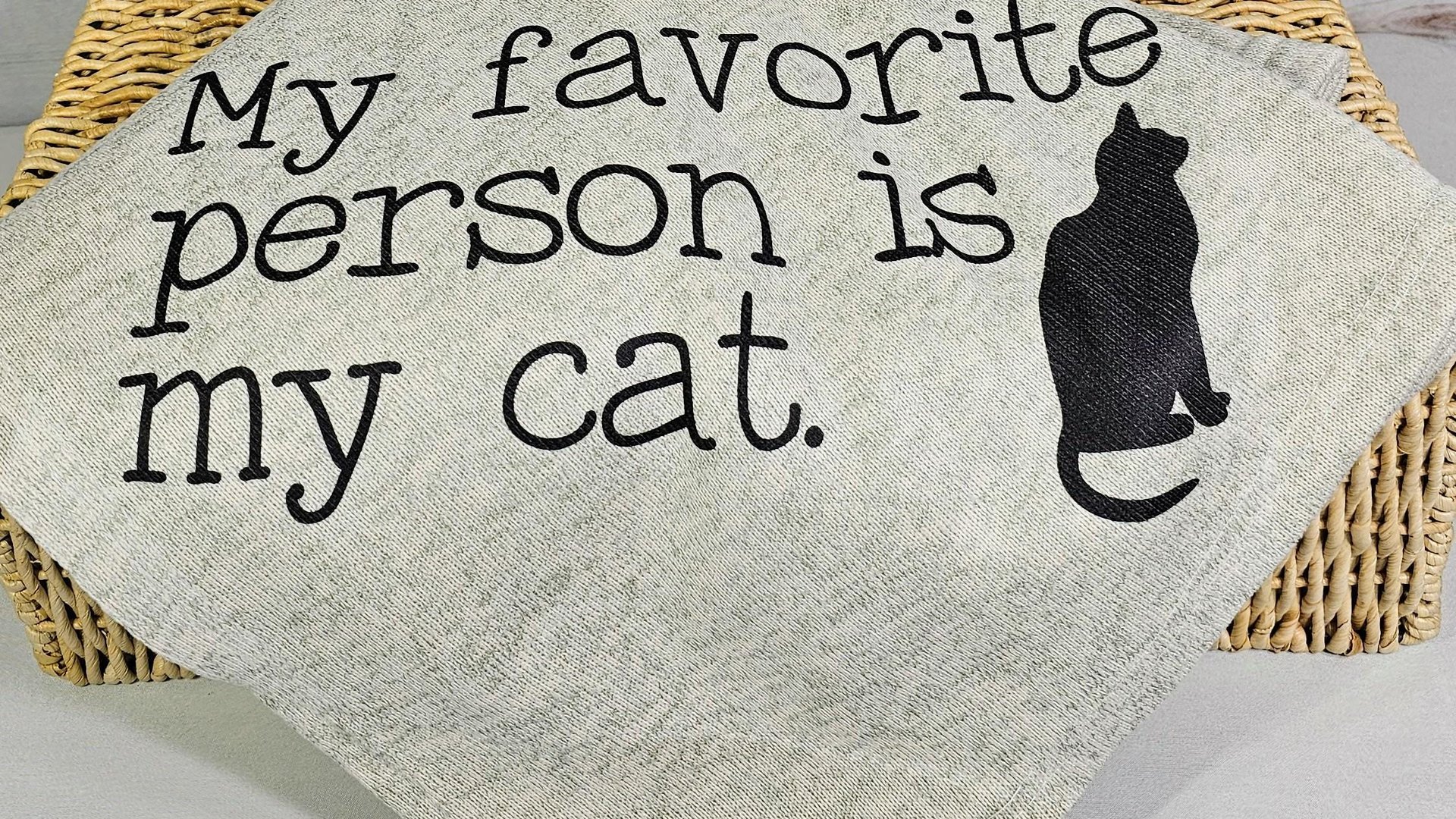 my favorite person is my cat throw blanket for bed, cozy Christmas gifts for cat lovers, snuggle blanket 50x60, cat mom blanket, cute cat