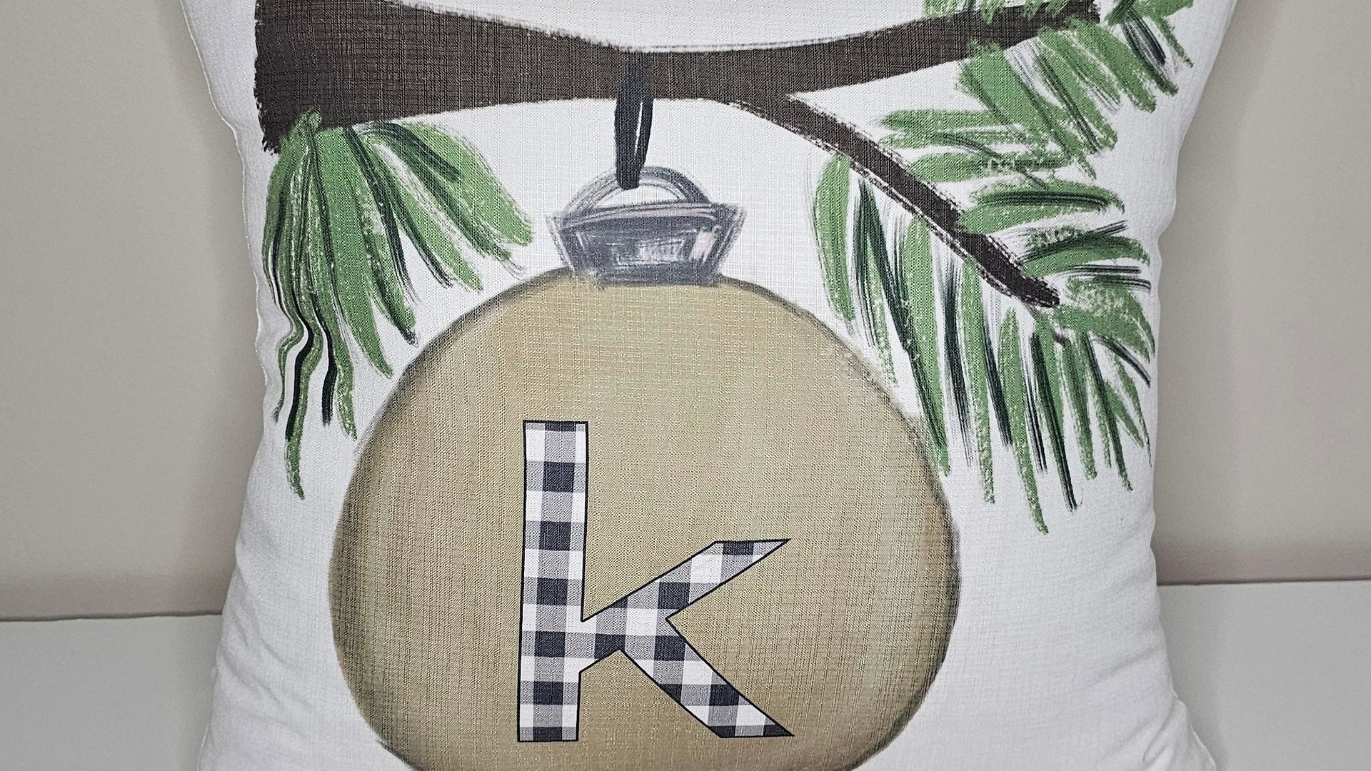 personalized Christmas gift sets for family, custom initial Christmas ornaments, cute Christmas hostess gift for women, sage green Christmas