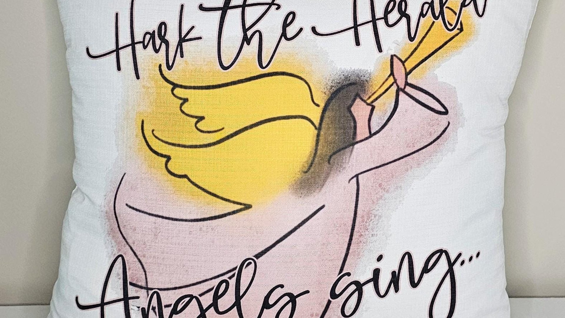 hark the herald angels sing angel throw pillow for couch, Christian Christmas gifts for Mom, faith gifts for her, Sunday school teacher