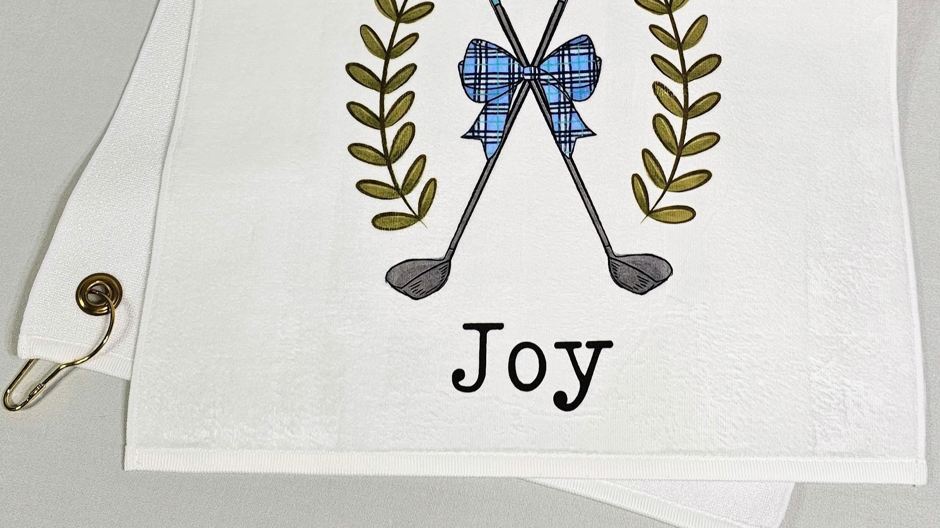personalized golf coquette golf towels with grommet, girly golf bag accessories ladies golf ball towel, plaid golf ball towel, golf mom gift