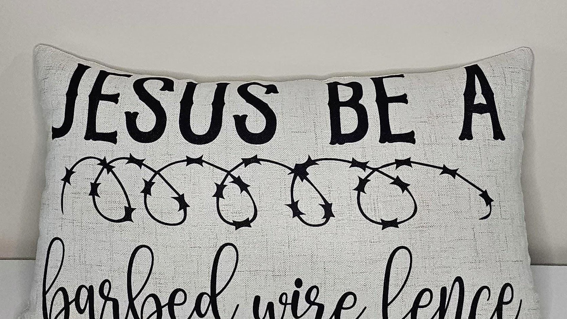 Jesus be a fence religious throw pillow cover 12x20, Christian Christmas gifts for women, faith pillow for bed, Christian decor for home