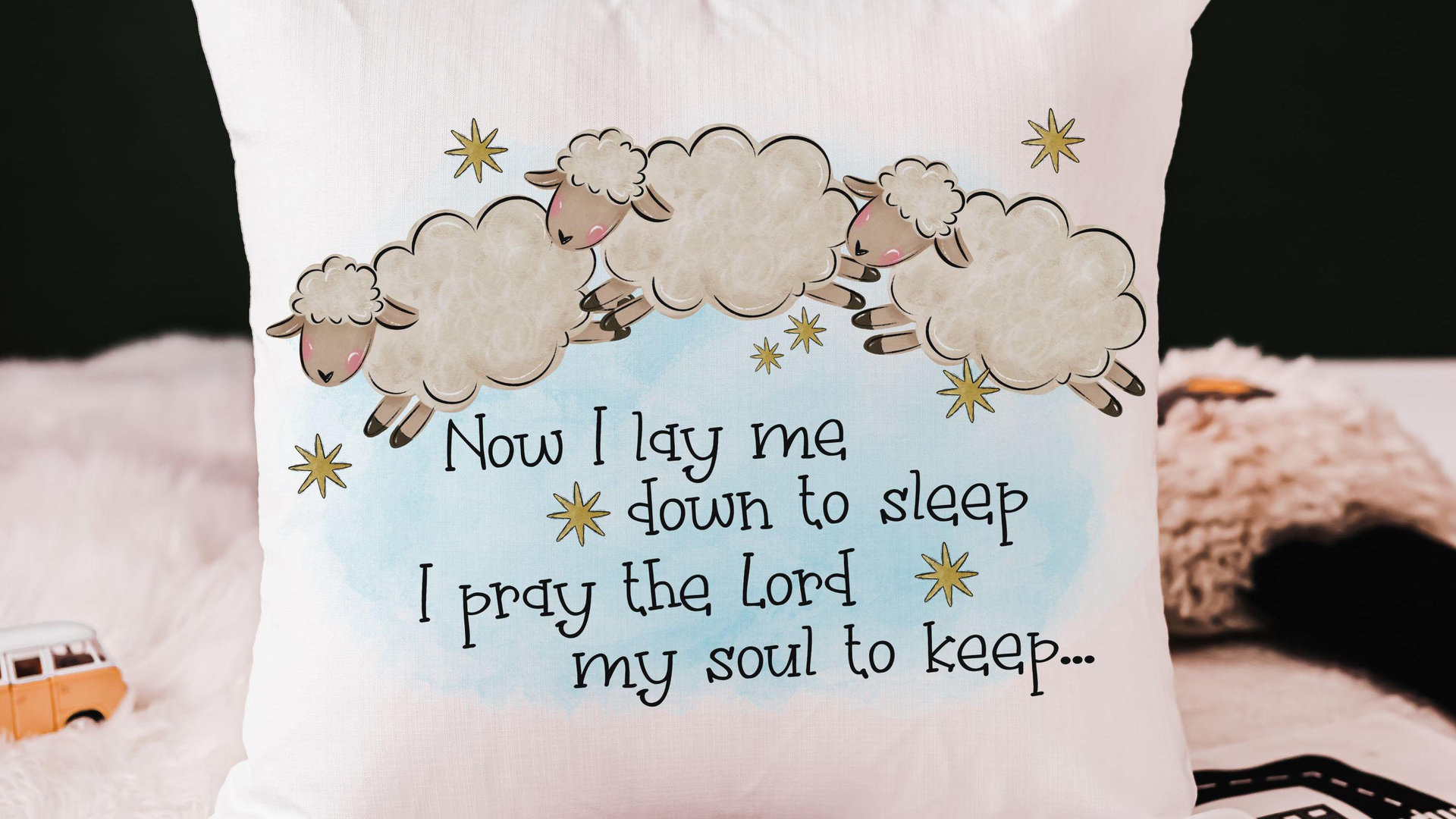 now I lay me down to sleep bedtime prayer throw pillow for kids, Christian nursery decor, baptism gift for grandson, christening gifts for