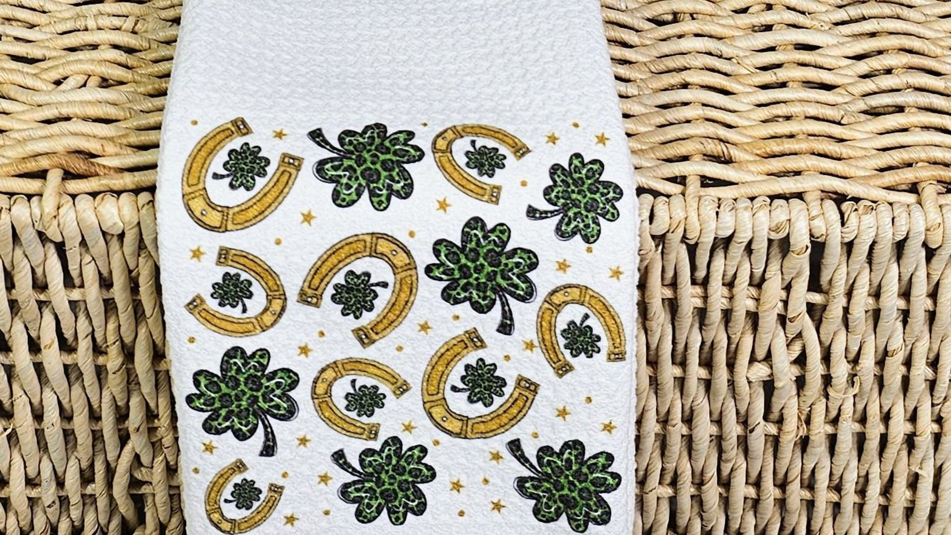 lucky charm gold horseshoe St Patricks day throw pillows for day bed, leopard print green shamrock St Pattys day decorative pillows for sofa