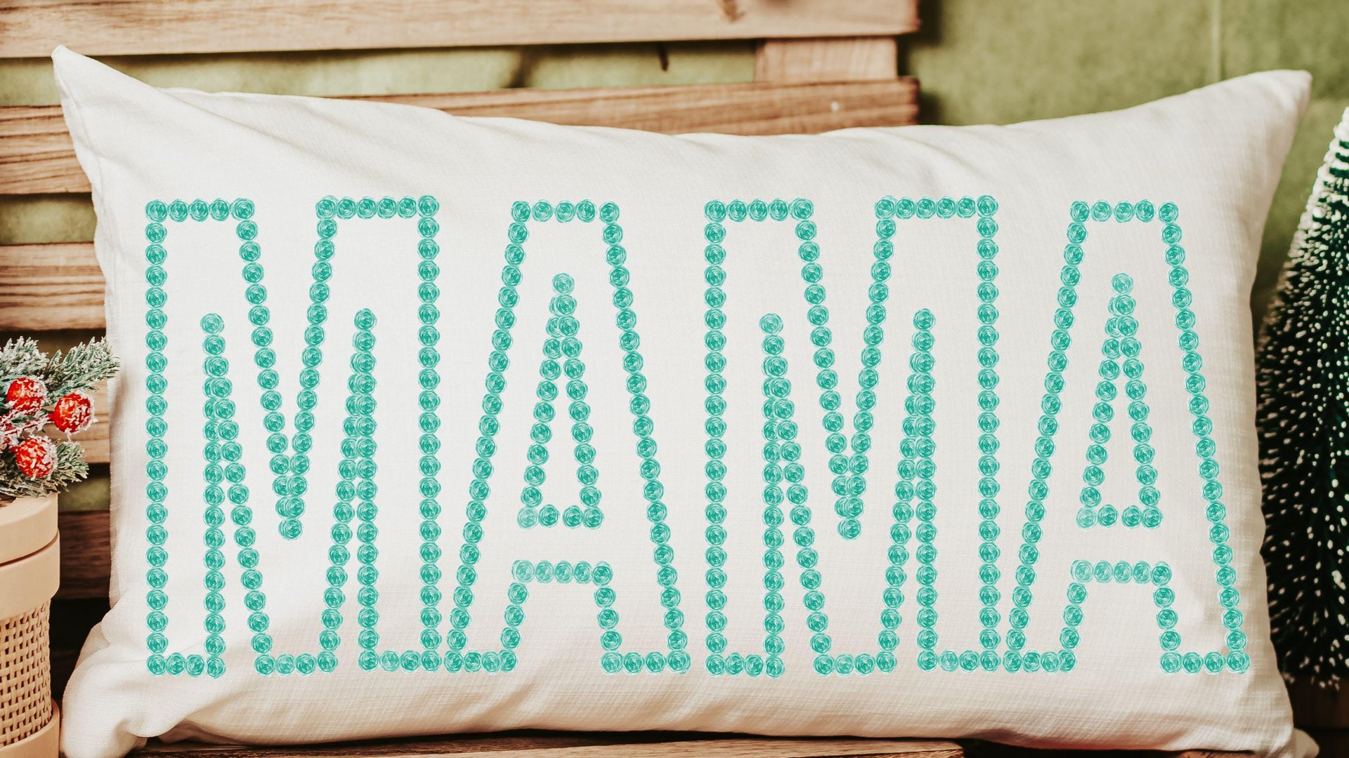 mama established lumbar decorative bed pillow, mama est 2026 gifts, mom to be 30th birthday gift for her, mint green mom throw pillow for