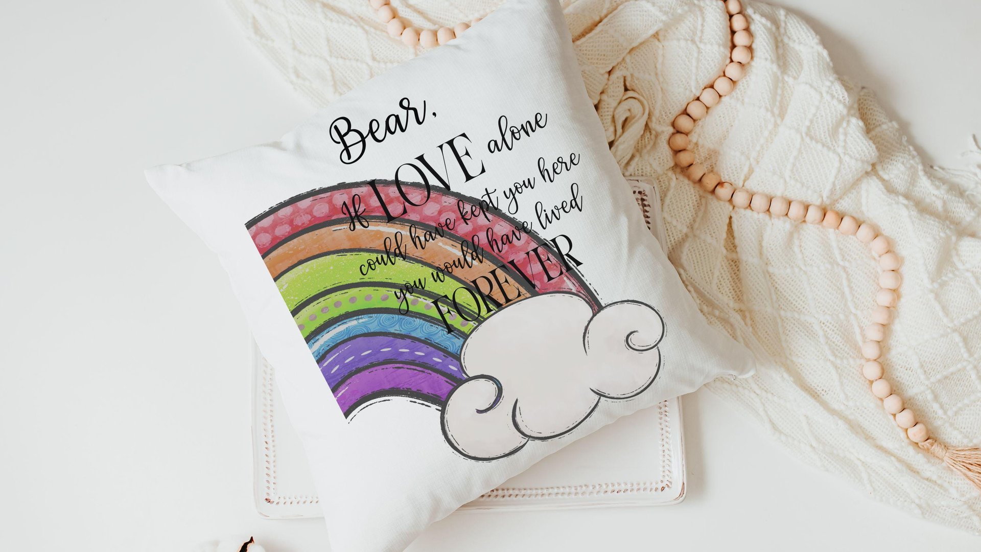 personalized pet rainbow bridge throw pillow for couch, loss of pet sympathy gift for women, remembrance pillow for sofa, pet loss memorial