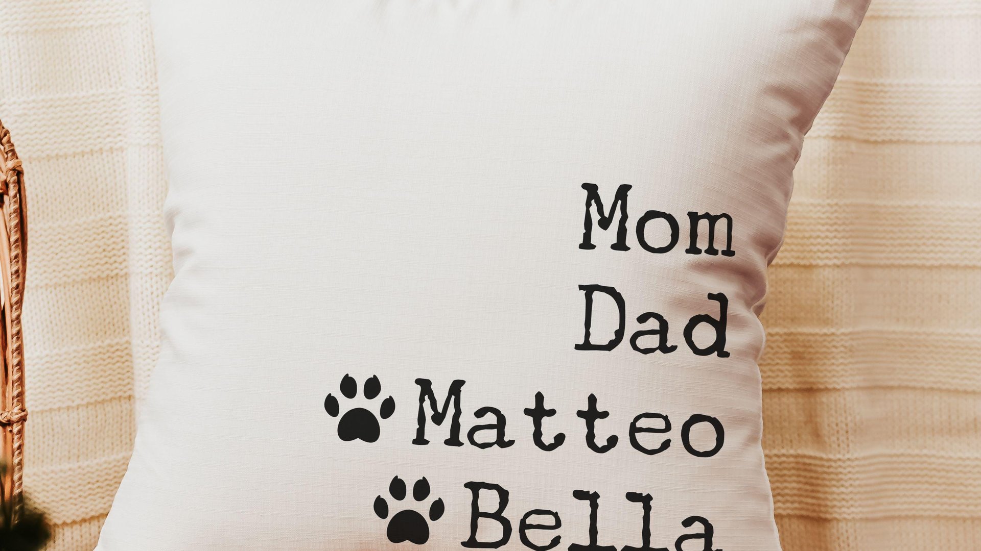 personalized family names throw pillow for couch, pet name pillow, unique wedding gifts for couple, cat parents gift, modern farmhouse decor