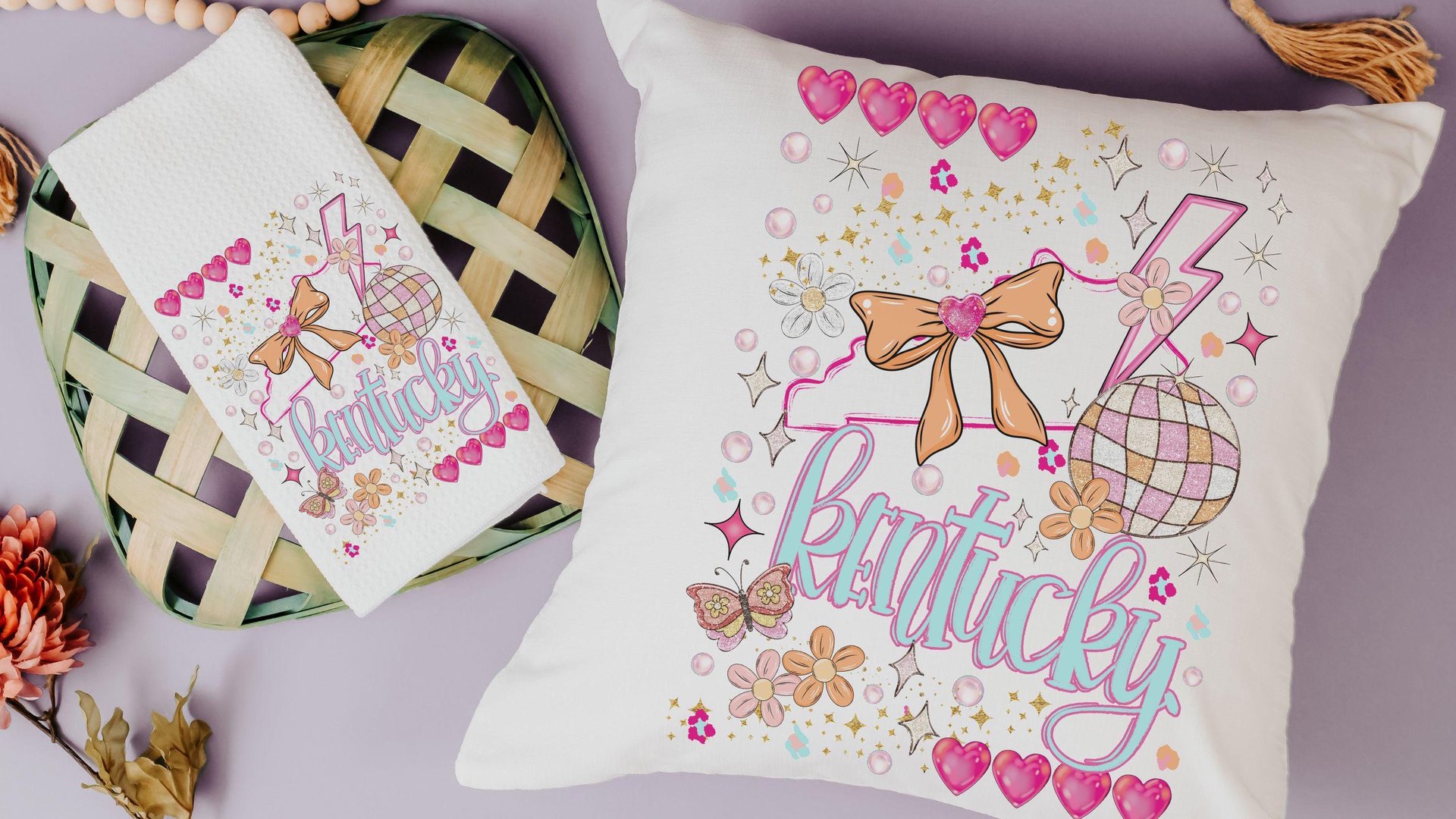 Kentucky throw pillow & towel 