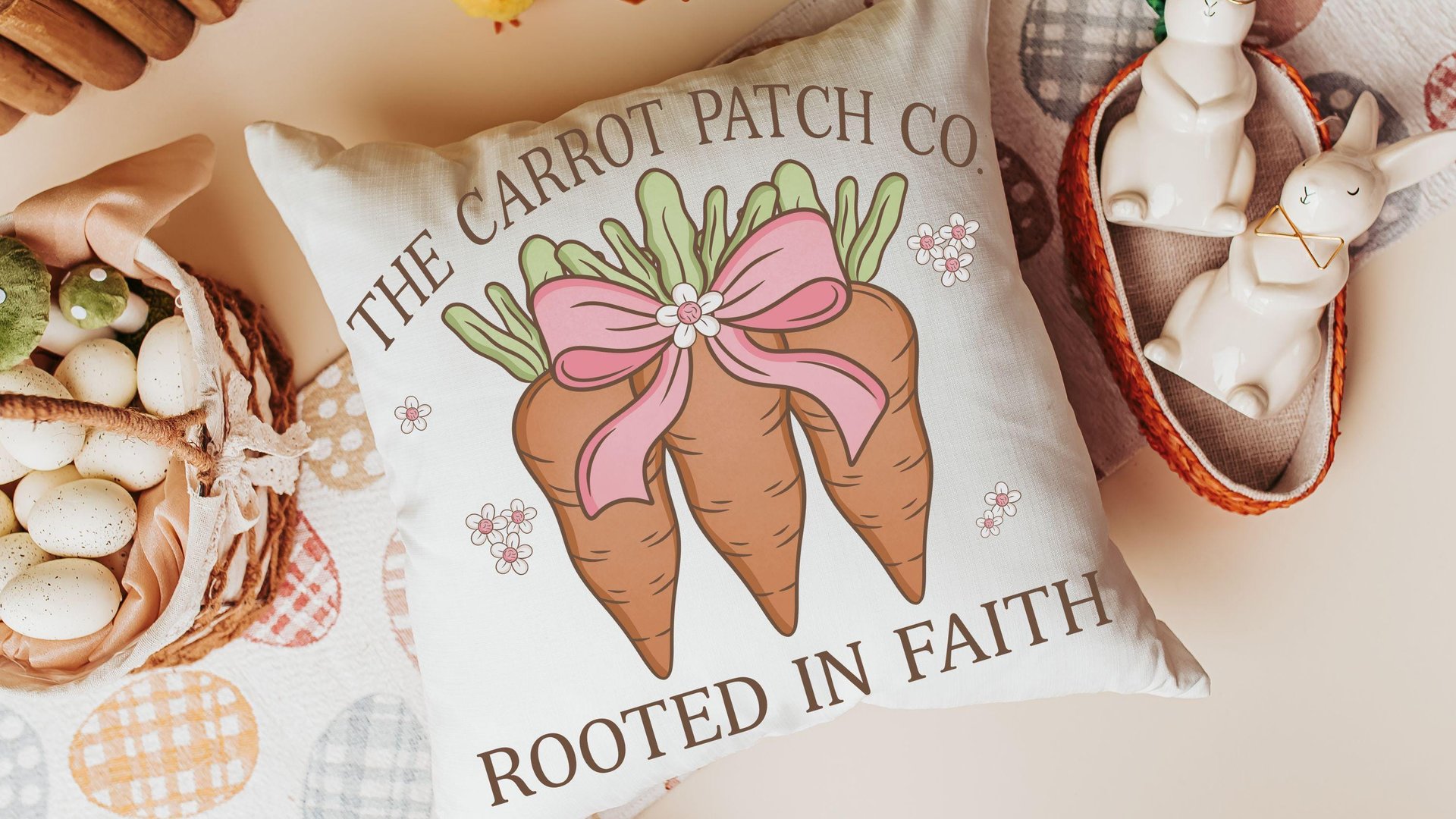 rooted in faith Christian kitchen towels for gifts, carrot patch gardener gifts for women, cute Spring decorative hand towels for guest bath