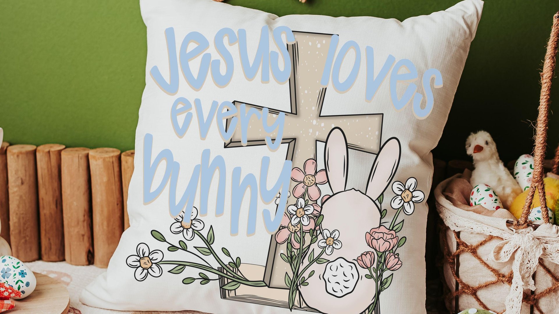 Jesus loves every bunny Easter kitchen towels for mom, Christian Easter basket stuffers for women, Easter bunny decorative hand towels for