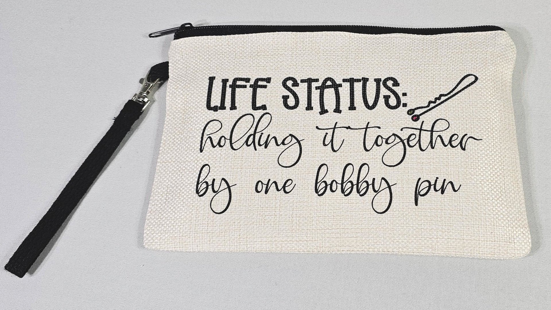 travel zipper pouch funny makeup bag for women, hair stylist gift, cute cosmetic bag for purse, hairdresser gift, mental health gifts, zip