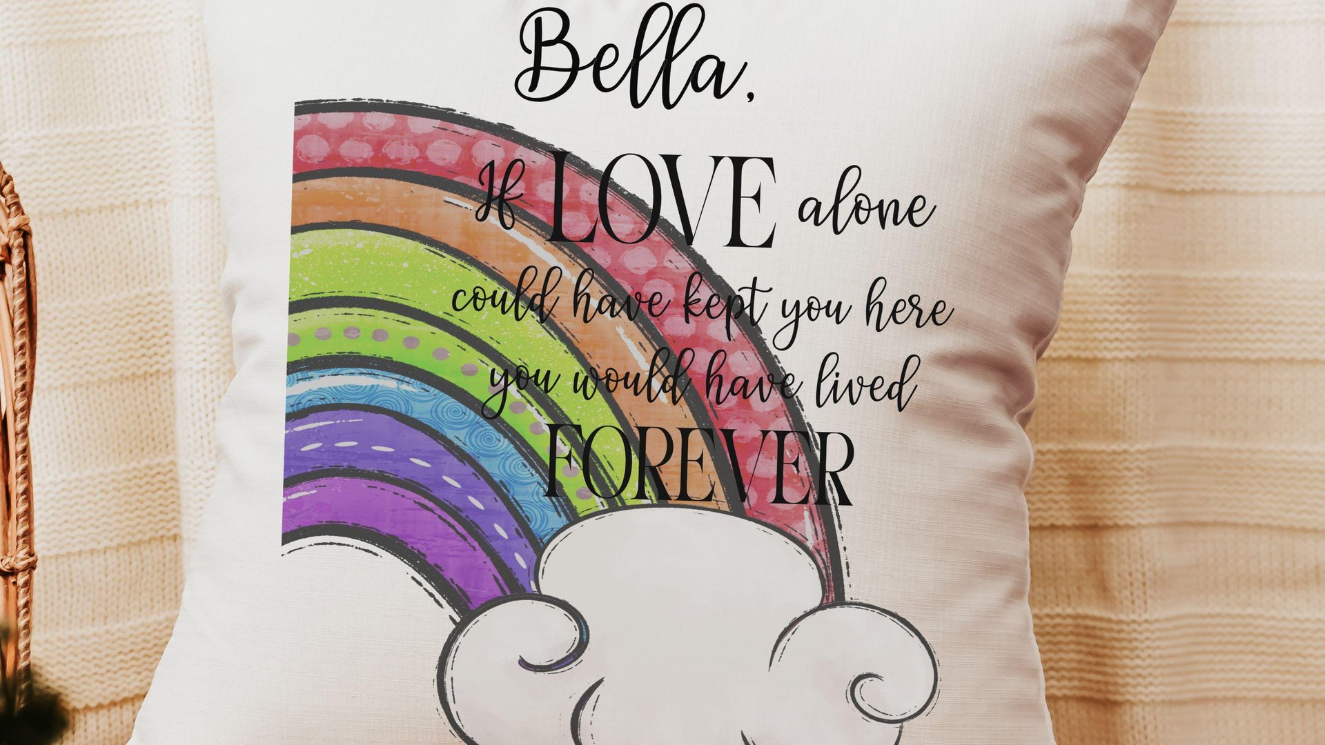 personalized cat rainbow bridge throw pillow for couch, grieving cat owner gift, cat loss gifts cat sympathy gift for women loss of cat gift