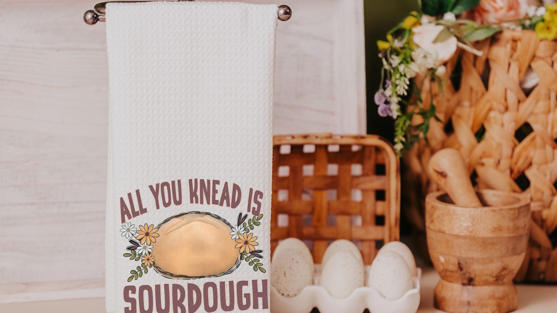 all you knead is sourdough baking kitchen towel cute kitchen decor farmhouse kitchen hand towels, bread baker gifts for her, baking gifts