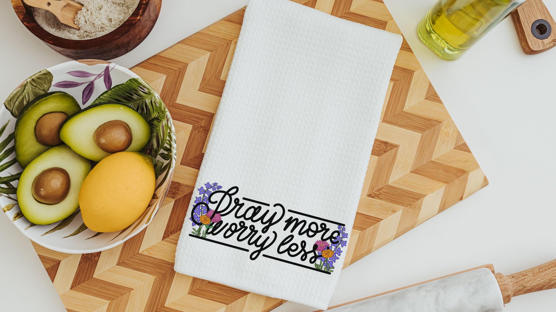 grow in grace Christian kitchen towel for bridal shower, wildflower kitchen items, faith gifts for Mom, floral kitchen decor, guest bathroom