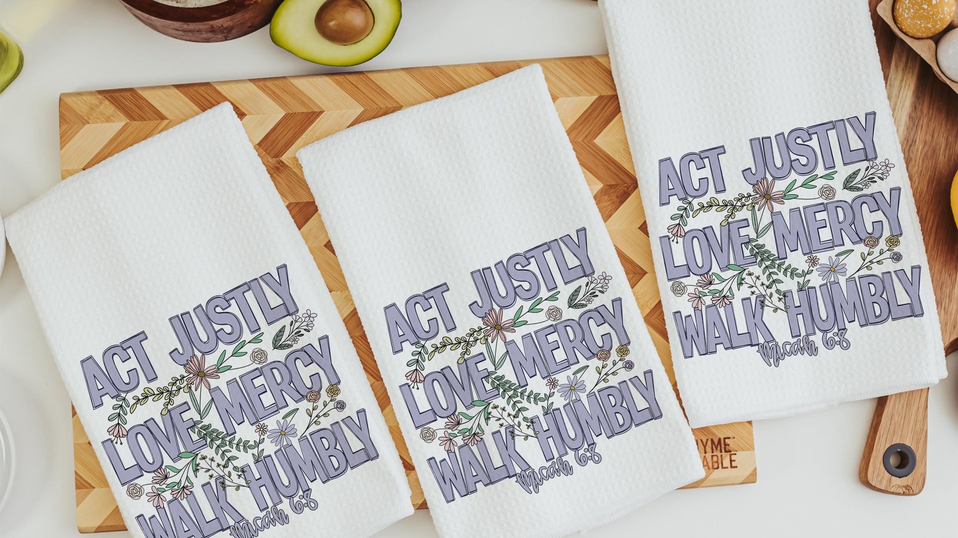 act justly love mercy walk humbly Christian kitchen towels for every season, religious Christmas gifts for godmother, faith based kitchen