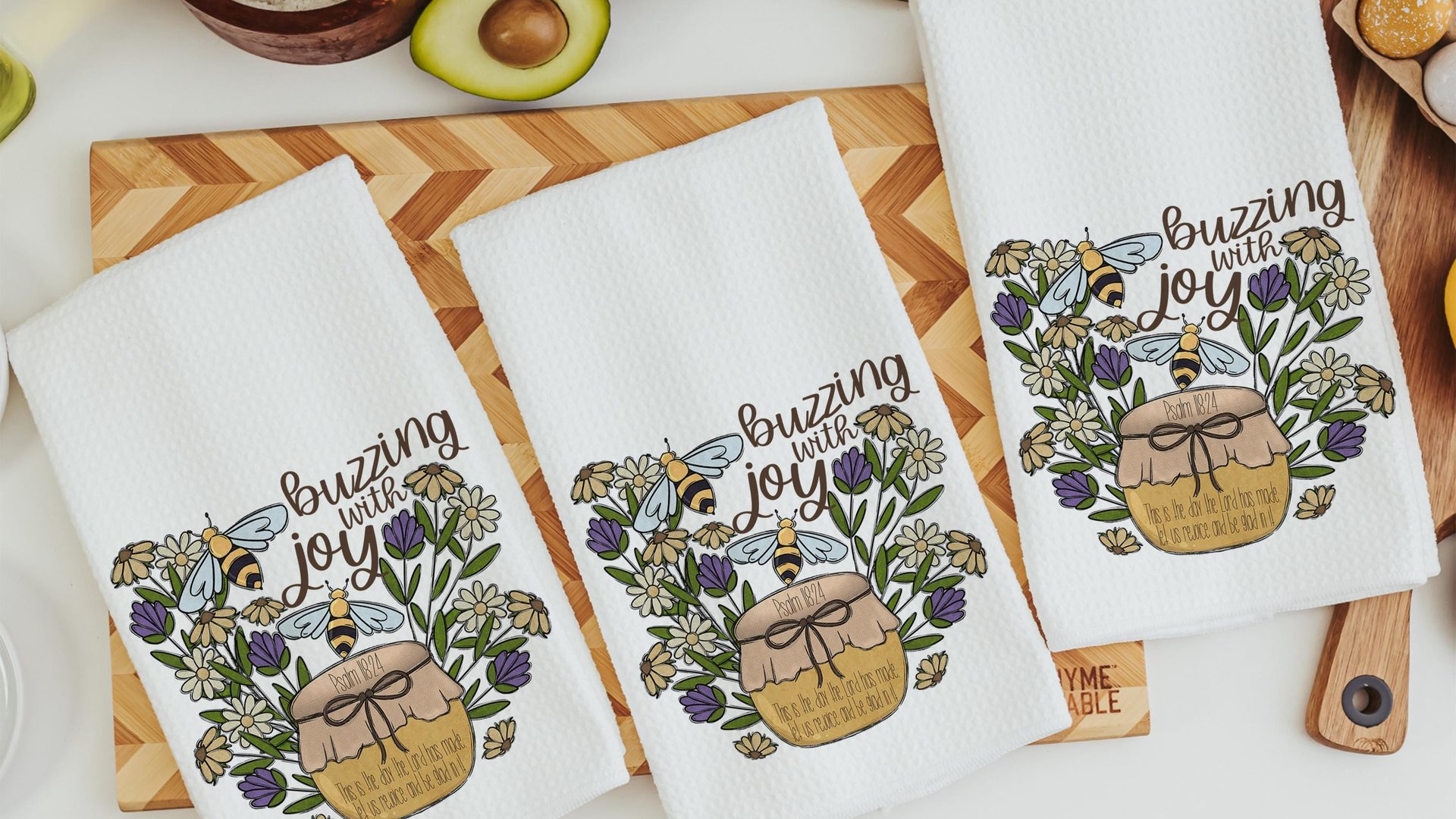 Psalm 118 this is the day Bible verse kitchen towels, Christian gifts for women sisters in Christ, honey bee kitchen decor, bumble bee gifts