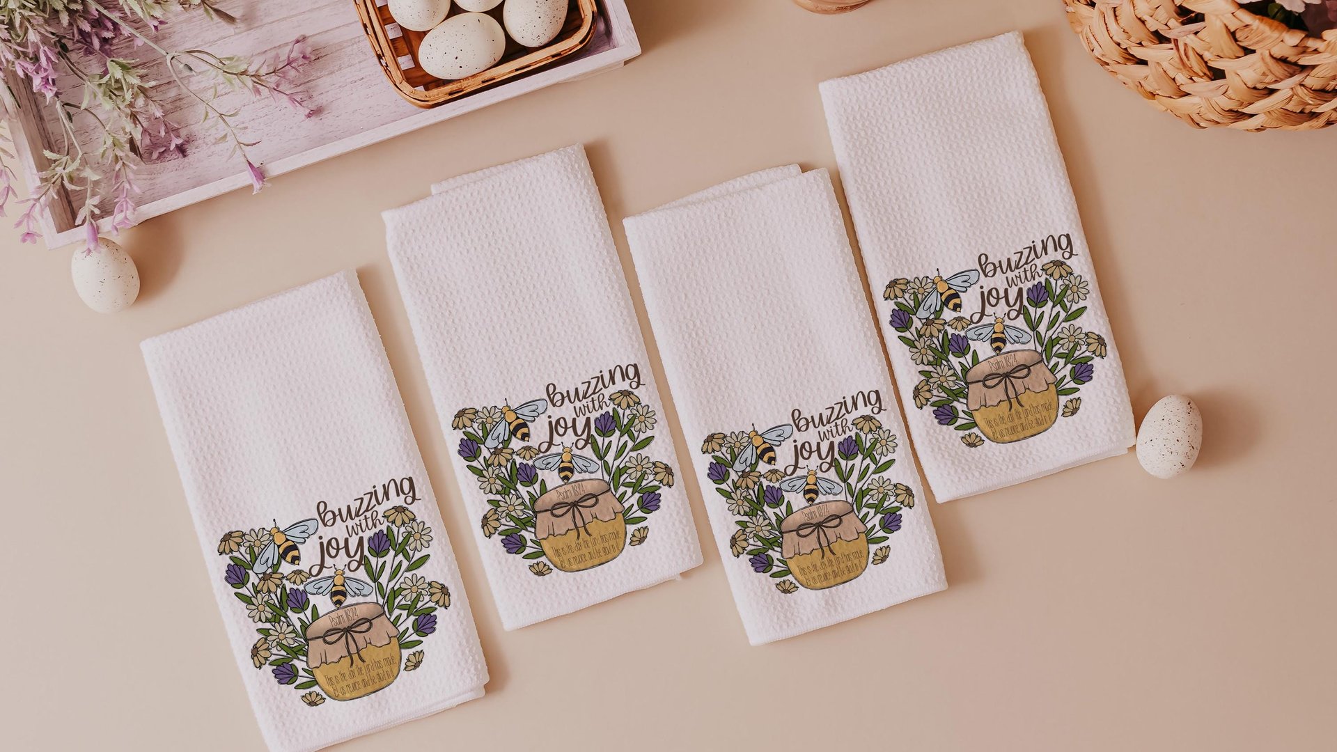 Psalm 118 this is the day Bible verse kitchen towels, Christian gifts for women sisters in Christ, honey bee kitchen decor, bumble bee gifts