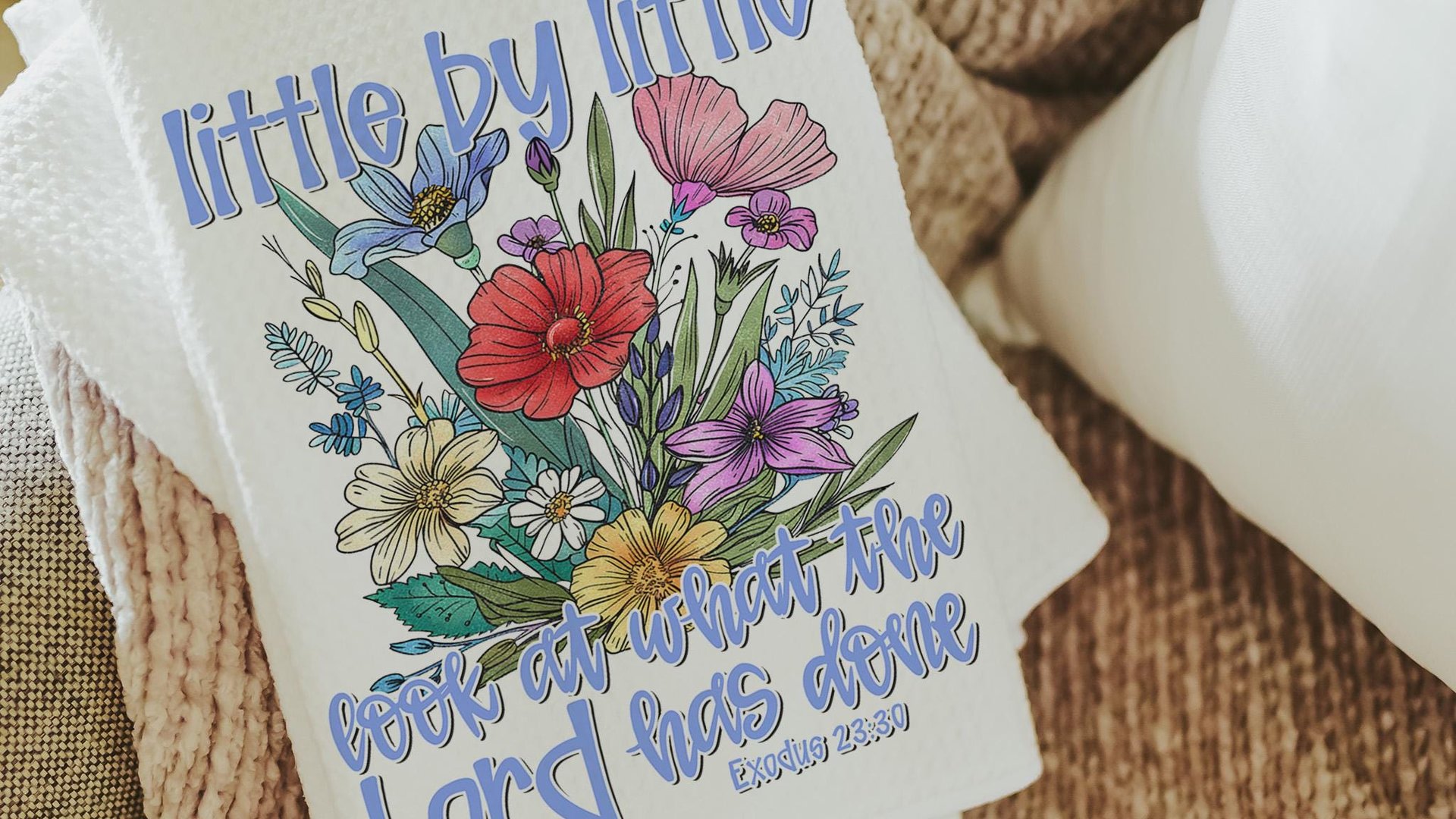 Exodus 23 faith kitchen towels Bible verse gifts, Christian kitchen decor, wildflower kitchen hand towels for women, Christian gifts for Mom