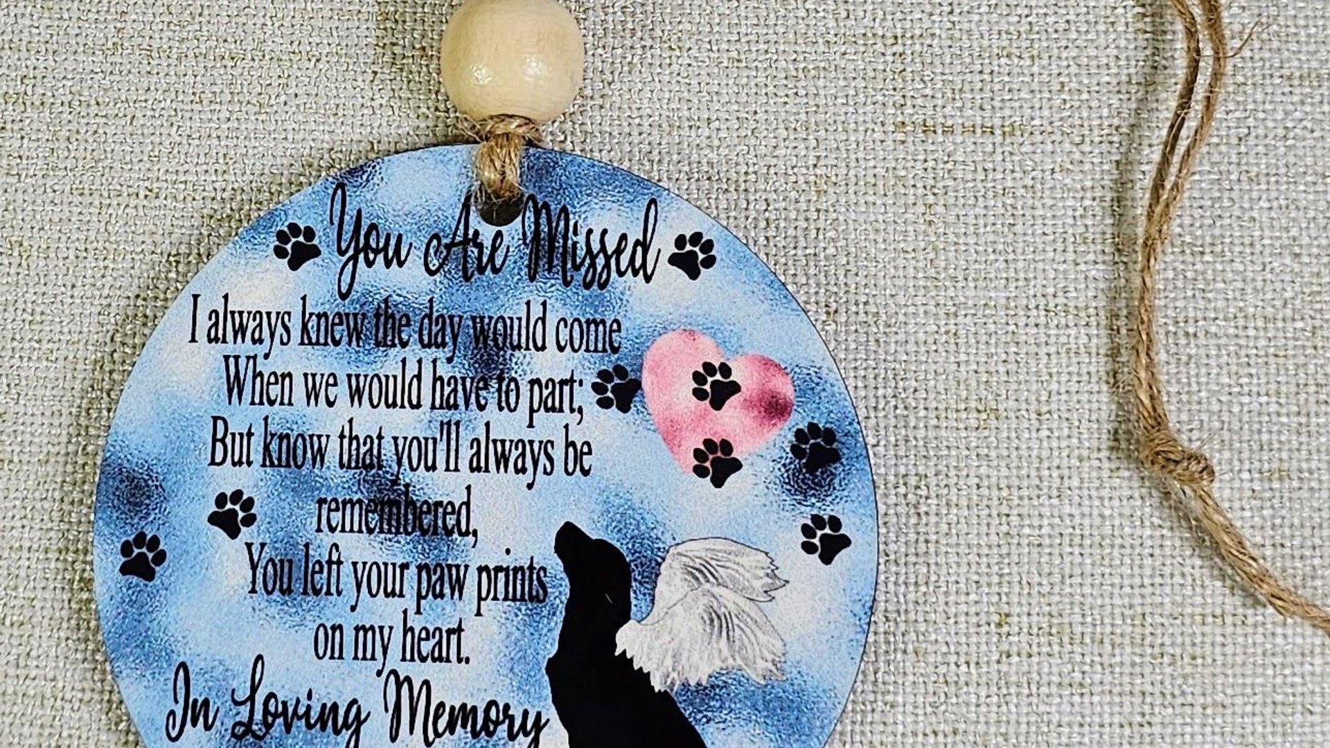personalized paw prints on my heart dog memorial ornament for dogs that passed away, in loving memory dog bereavement gift, loss of dog