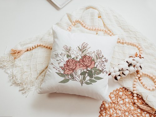June Cottage Rose Birth Flower Pillow or Towel