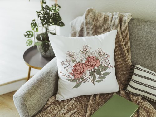 June Cottage Rose Birth Flower Pillow or Towel