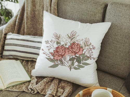 June Cottage Rose Birth Flower Pillow or Towel