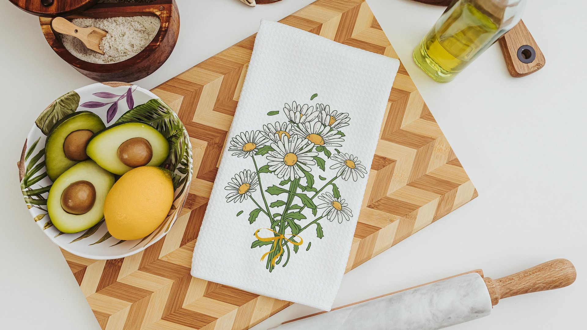 custom April birth flower throw pillow for sofa, daisy kitchen towel, April birthday gifts for her, botanical throw pillow covers 18x18