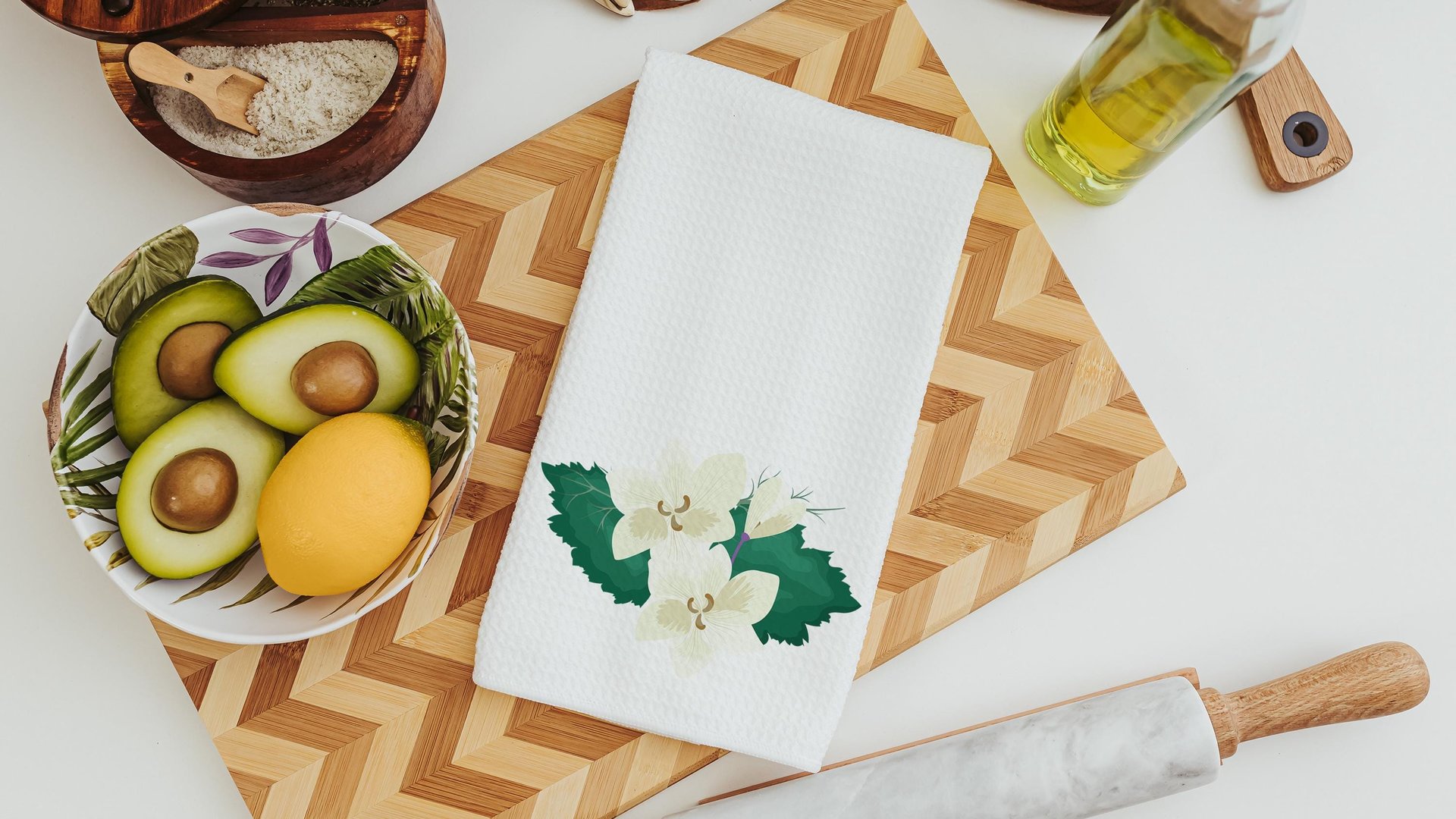 custom May birth flower throw pillow for sofa, Lily of the Valley kitchen towel, May birthday gifts for her, botanical throw pillow covers