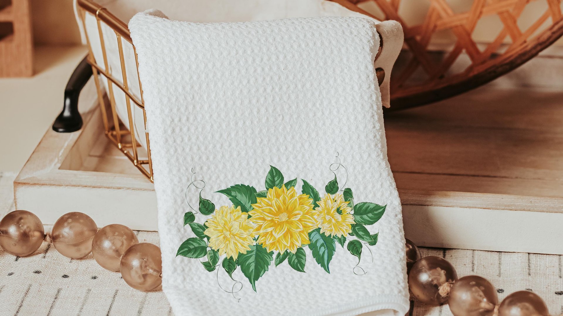 chrysanthemum flower throw pillows for bed, November birth flower gift for her, floral kitchen towels, November birthday gifts for sister