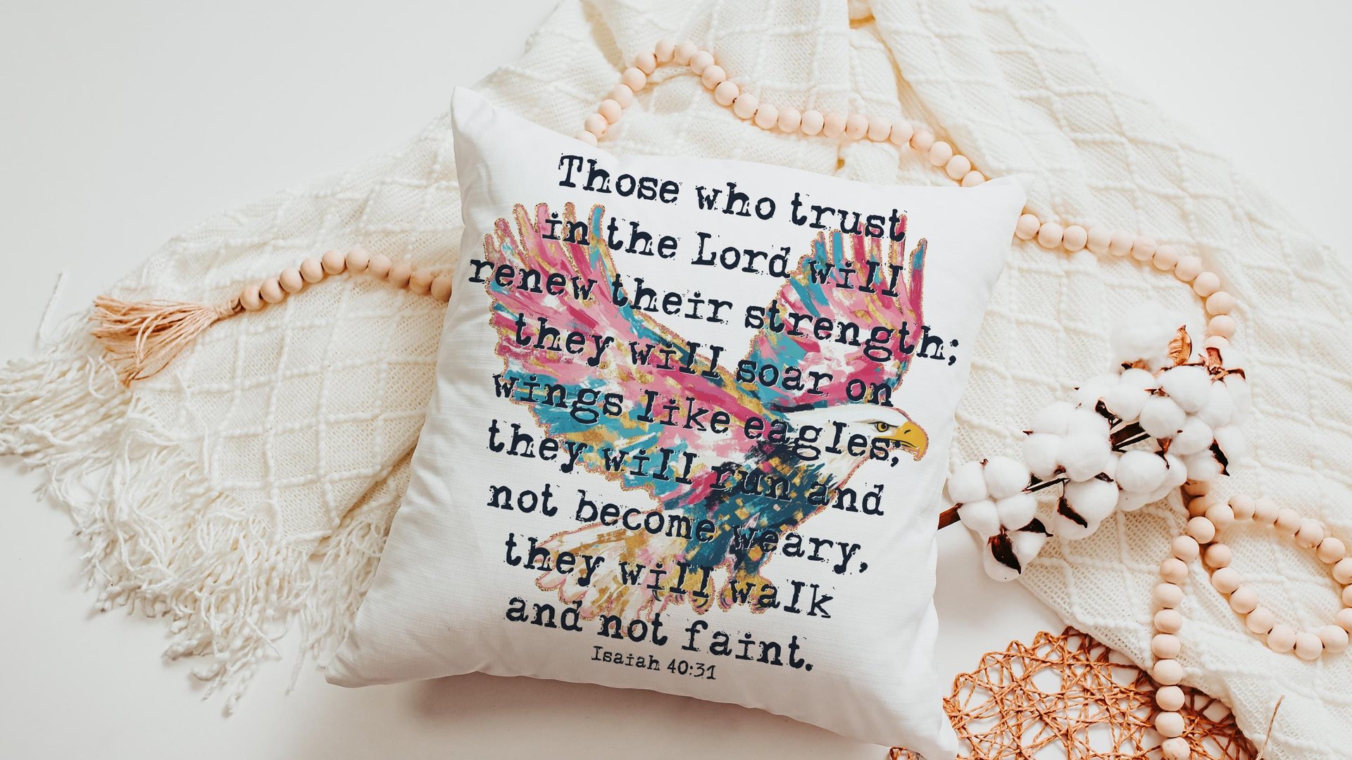 they will soar on wings like eagles scripture throw pillows for couch, Isaiah 40:31 Bible verse gifts for men, Christian patriotic decor for