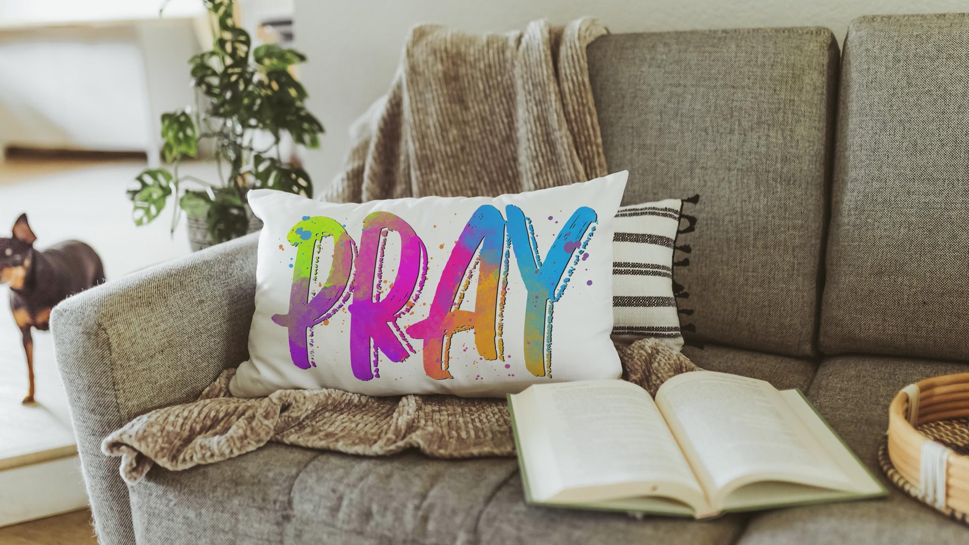 pray pillow for chair, neon decor, trendy decorative throw pillows best sellers, bright Christian lumbar pillow for bed, prayer warrior gift
