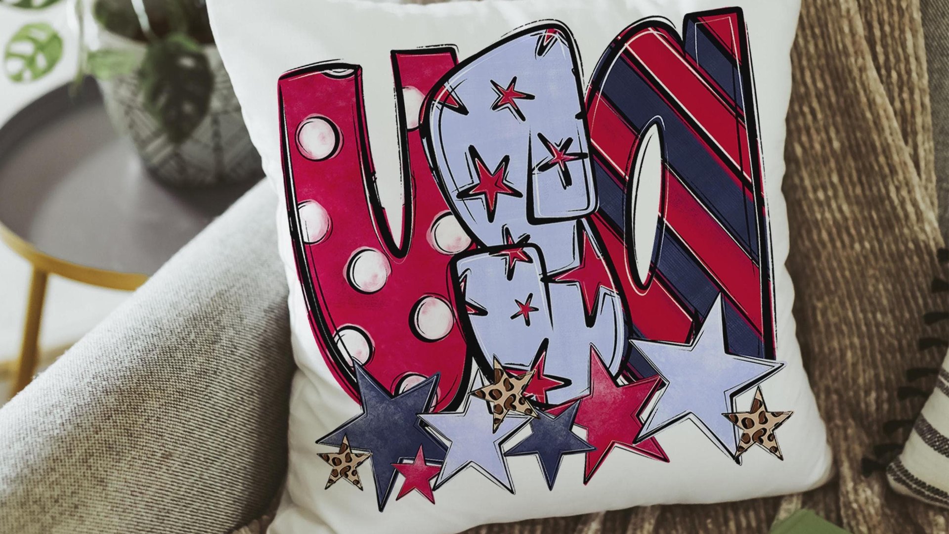 stars and stripes pillow covers decorative pillows for couch, leopard print USA decor, patriotic gifts for women, 4th of July throw pillow