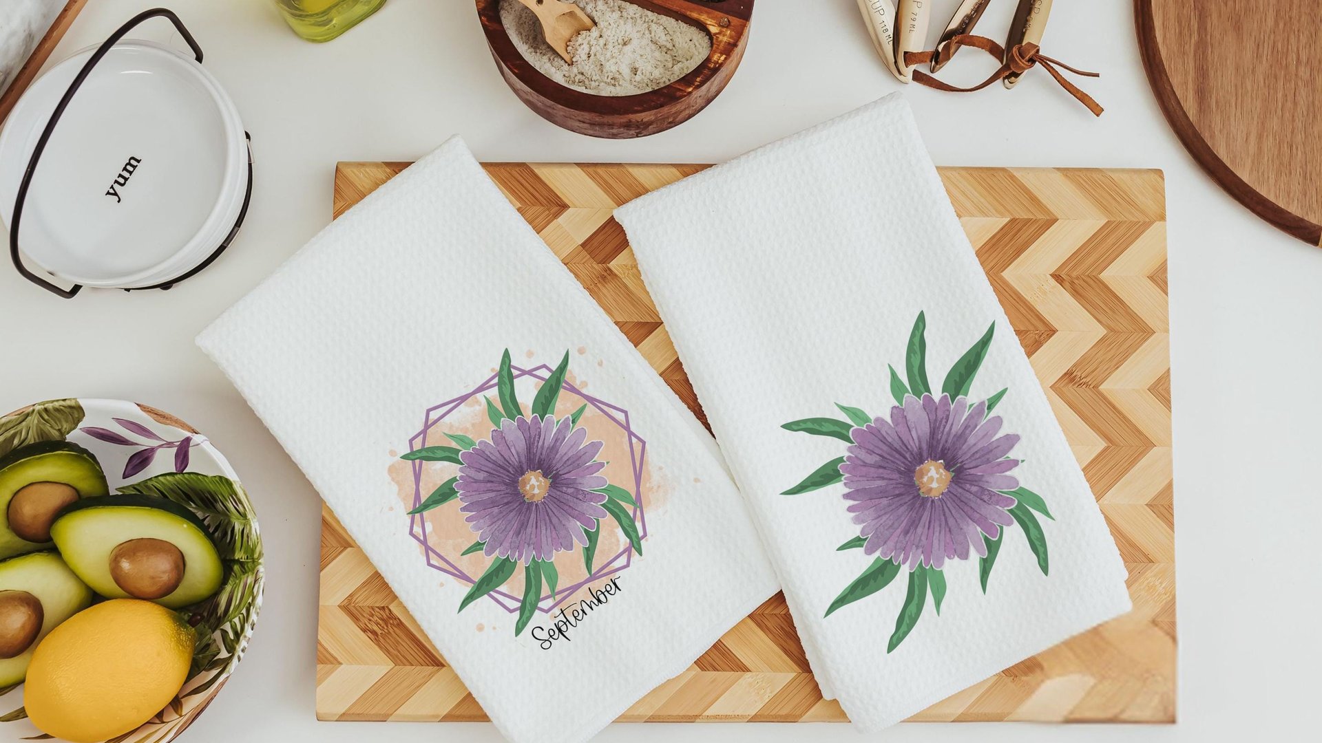 purple aster throw pillows for couch, September birth flower gift for friend, September birthday gifts for sister, aster flower hand towels