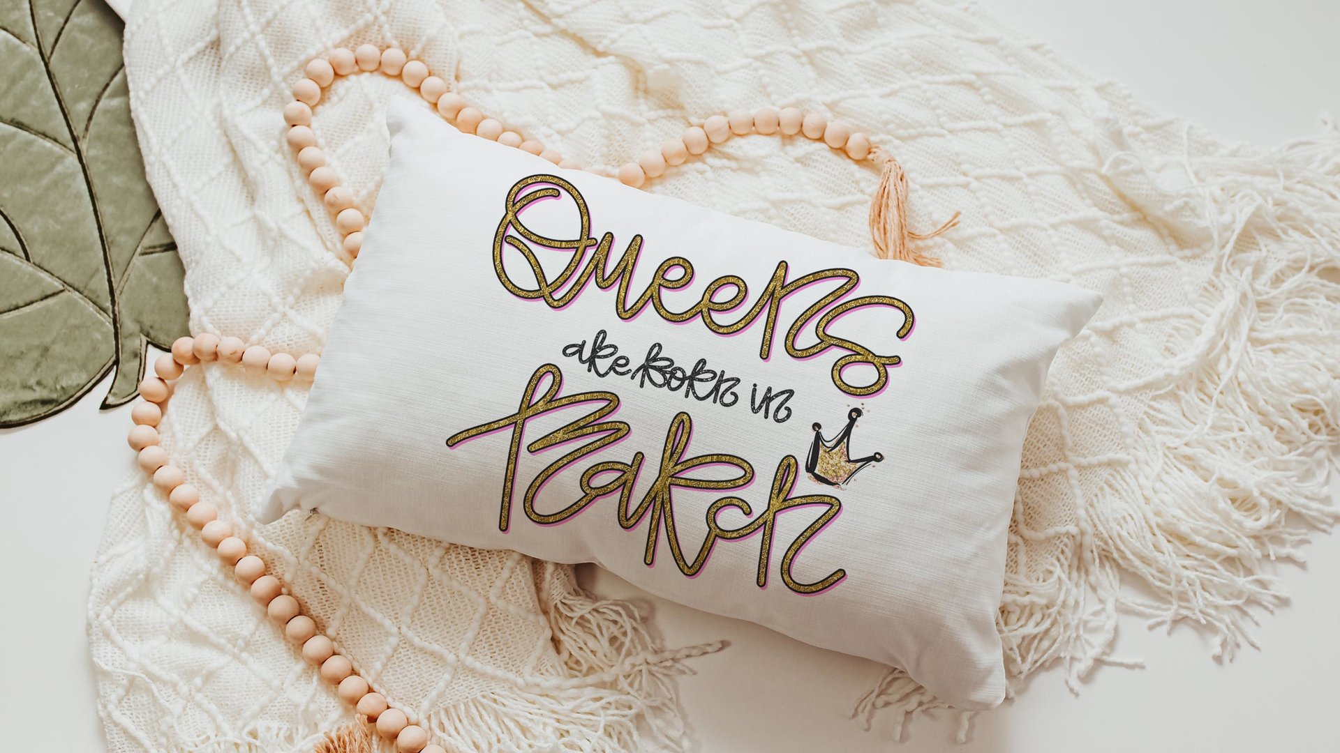 queens are born in March sassy throw pillows for bed, fun lumbar pillow cover 12x20, March birthday gifts for girls, college gifts for best