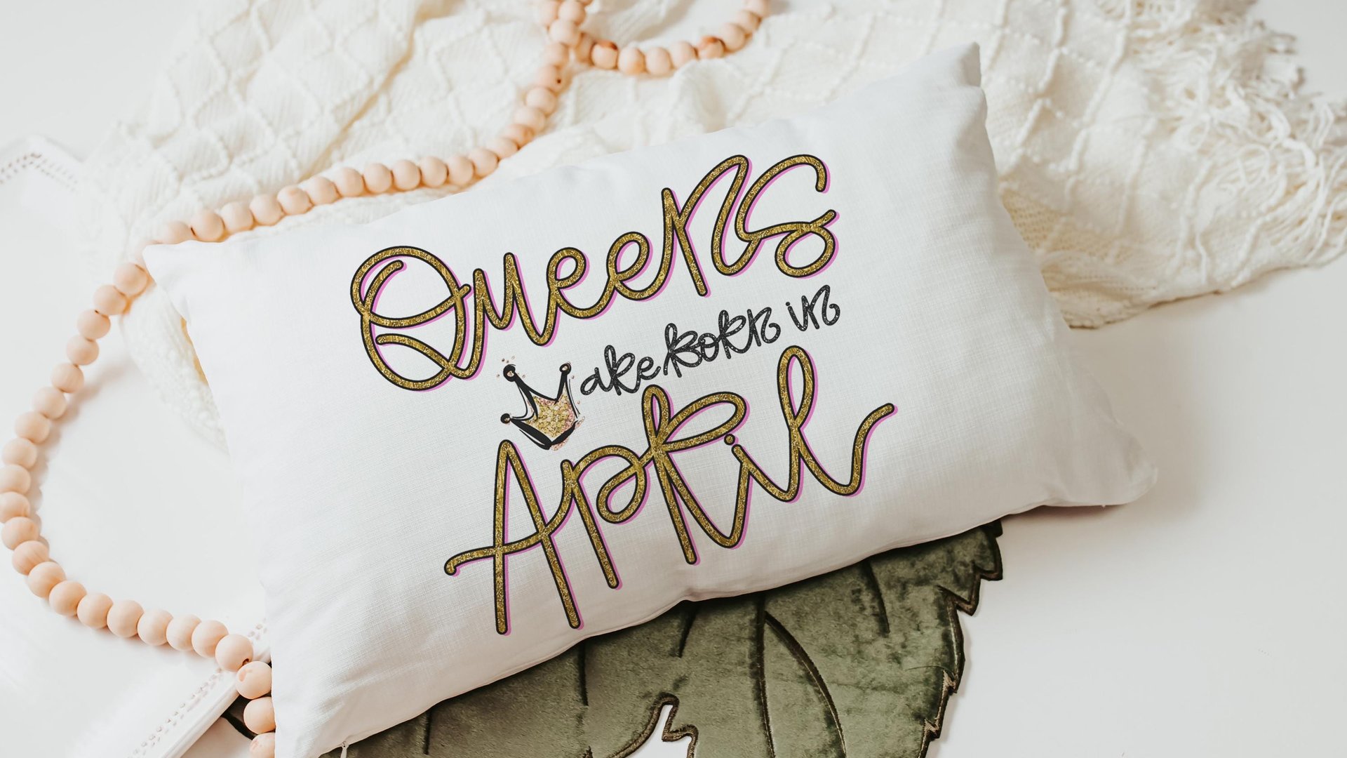 queens are born in April fun throw pillows for bed, cute lumbar pillow for living room, April birthday gifts for sister, college gifts for