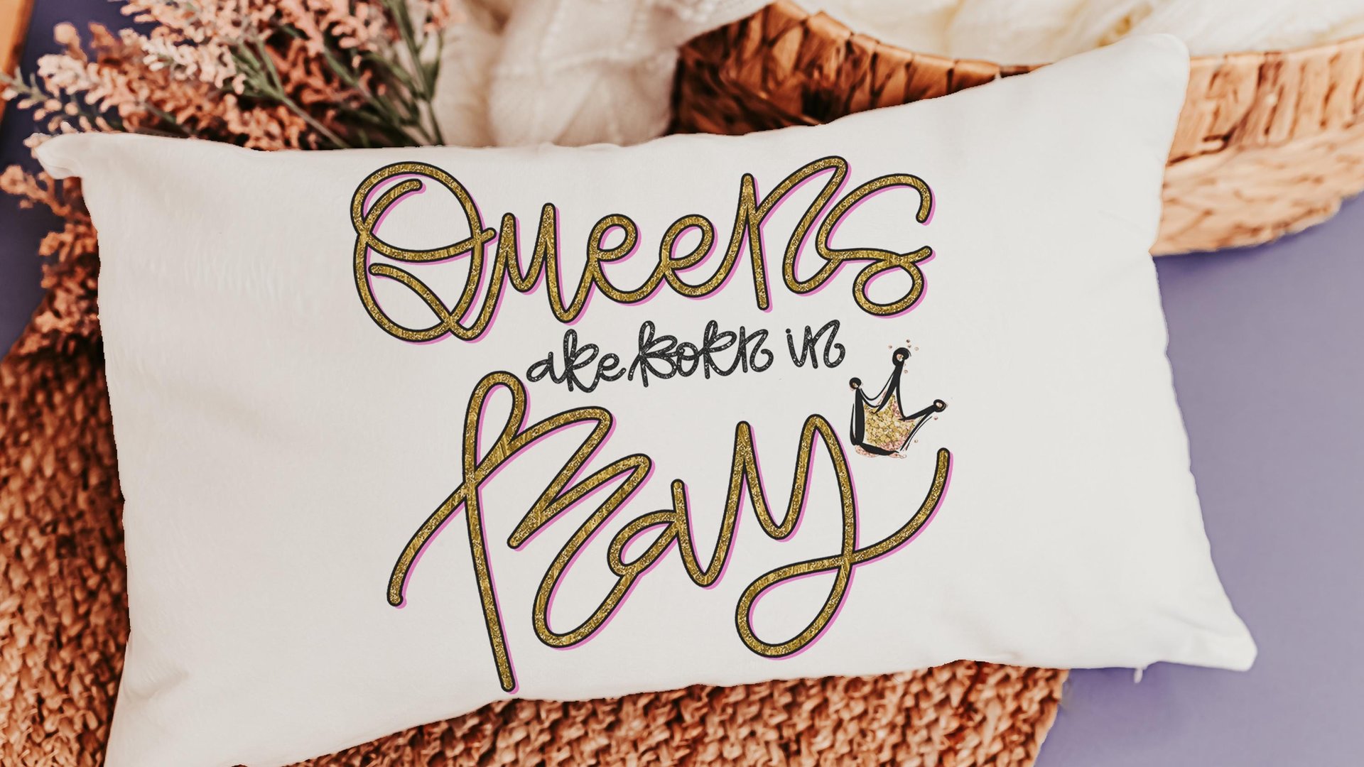 queens are born in May cute throw pillows for teens, whimsical lumbar pillows for bed, May birthday gifts for bff, college gifts for girls