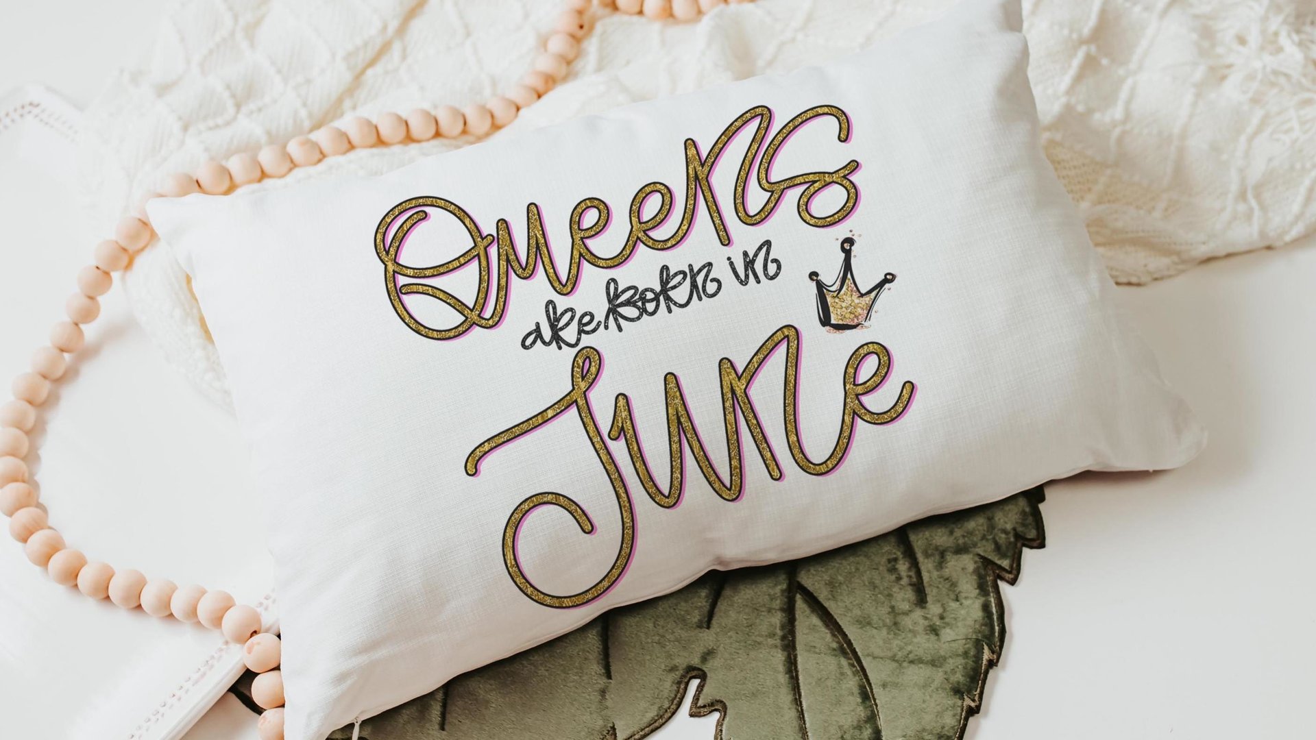 queens are born in June fun throw pillows for bedroom, June birthday gifts for her, birthday queen lumbar pillow cover 12x20, bestie gifts