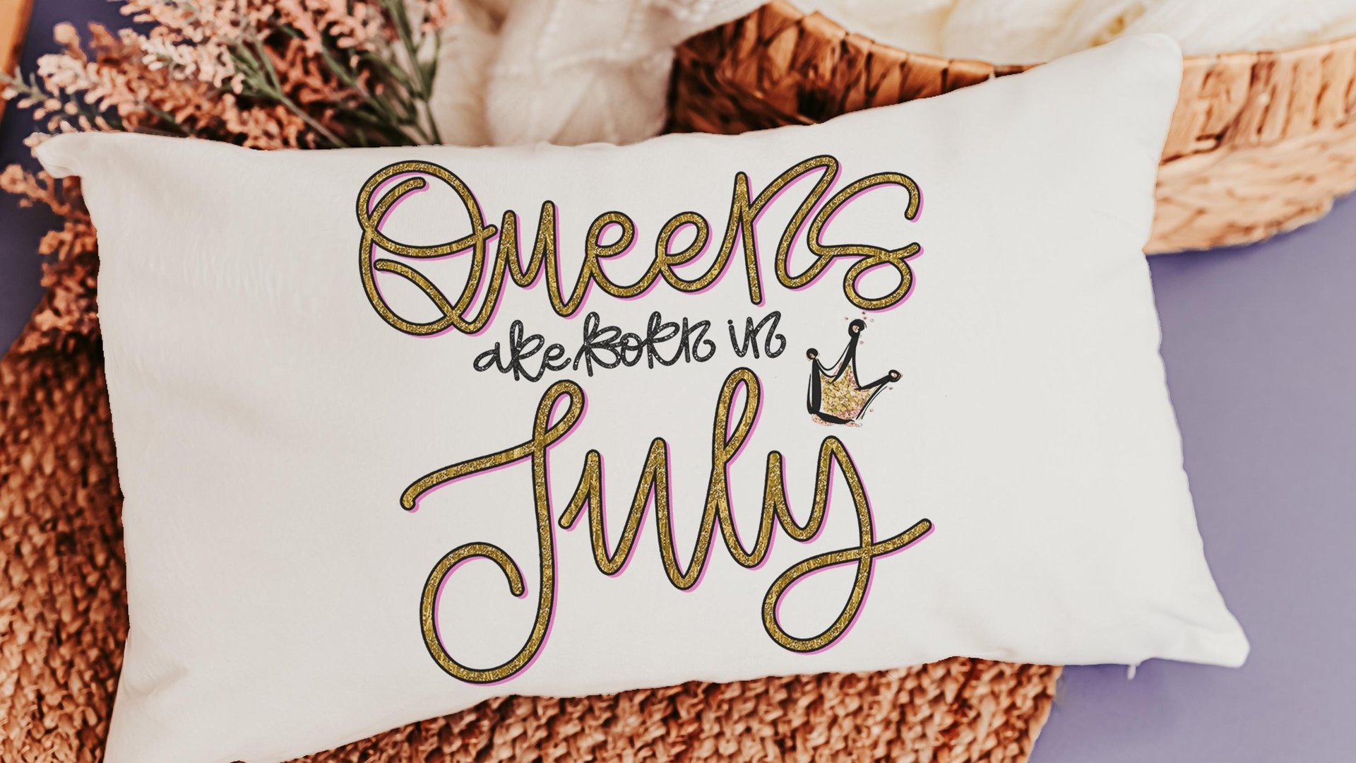 queens are born in July cute lumbar pillow for living room, July birthday gifts for her, cancer zodiac gifts for women, birthday queen throw