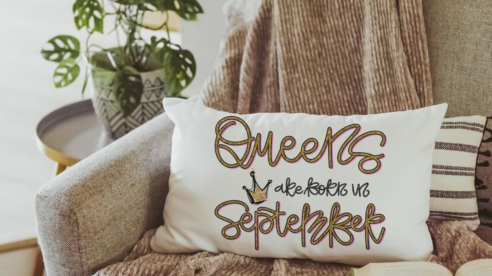 queens are born in September lumbar pillow for girls, September birthday gifts for her, college dorm pillows, fun throw pillows for bed