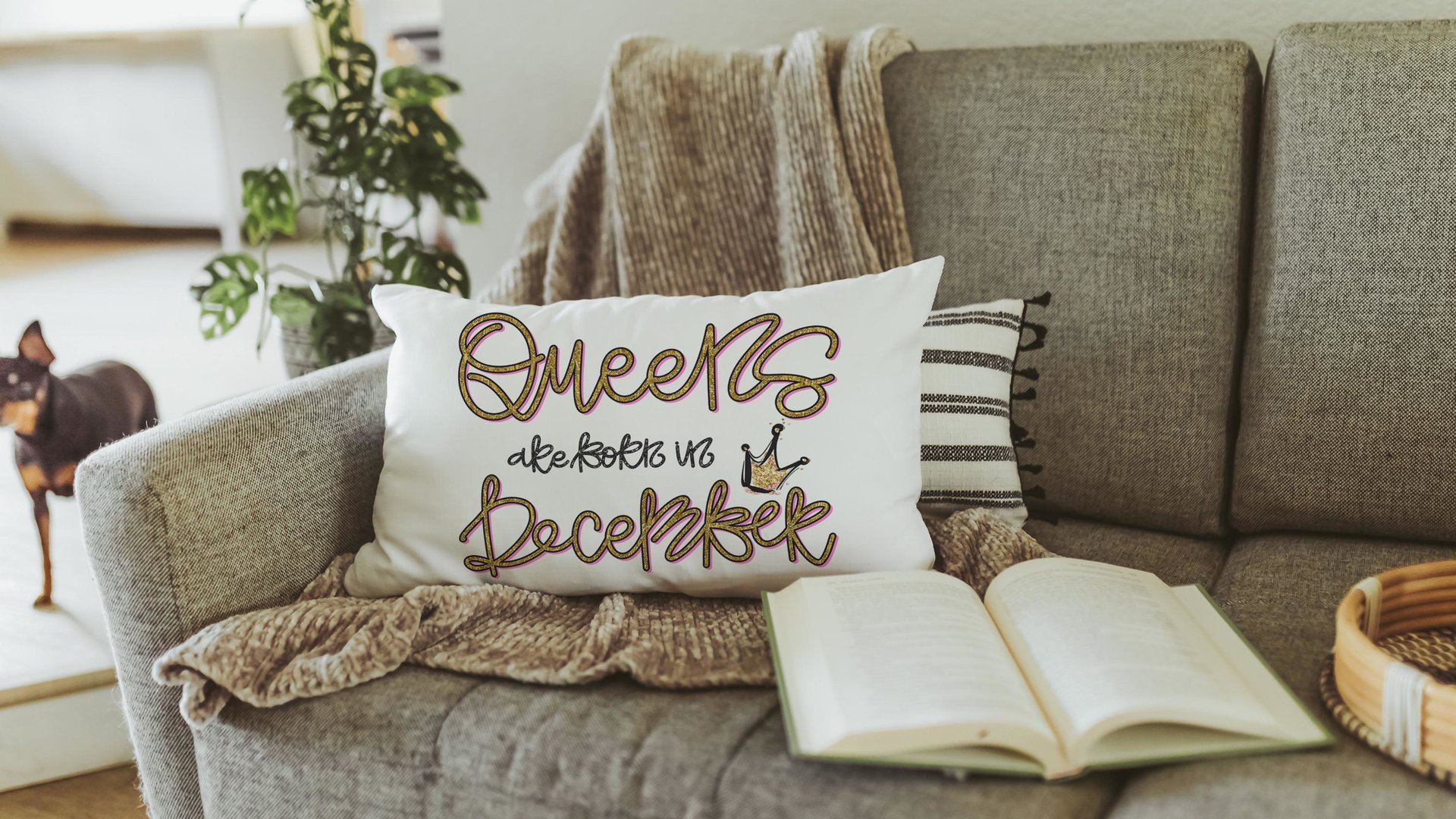queens are born in December fun throw pillows for bed, cute lumbar pillow for living room, December birthday gifts for women, Sagittarius