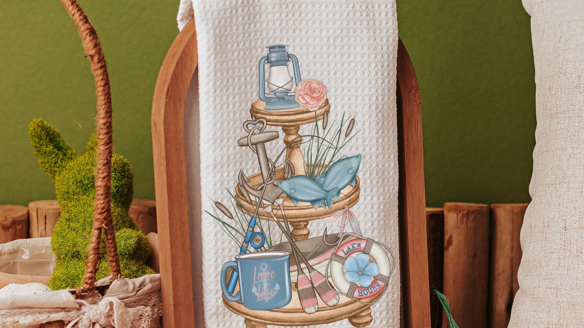 lake kitchen towels summer kitchen tea towels for friends, lake life hostess gifts for women, guest bathroom hand towels, lake house decor