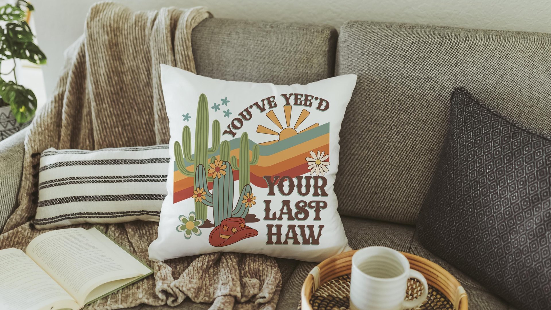 you yee’d your last haw southwestern throw pillow cover 18 x 18, sassy pillow for dorm, funny gifts for best friend, college dorm decor girl