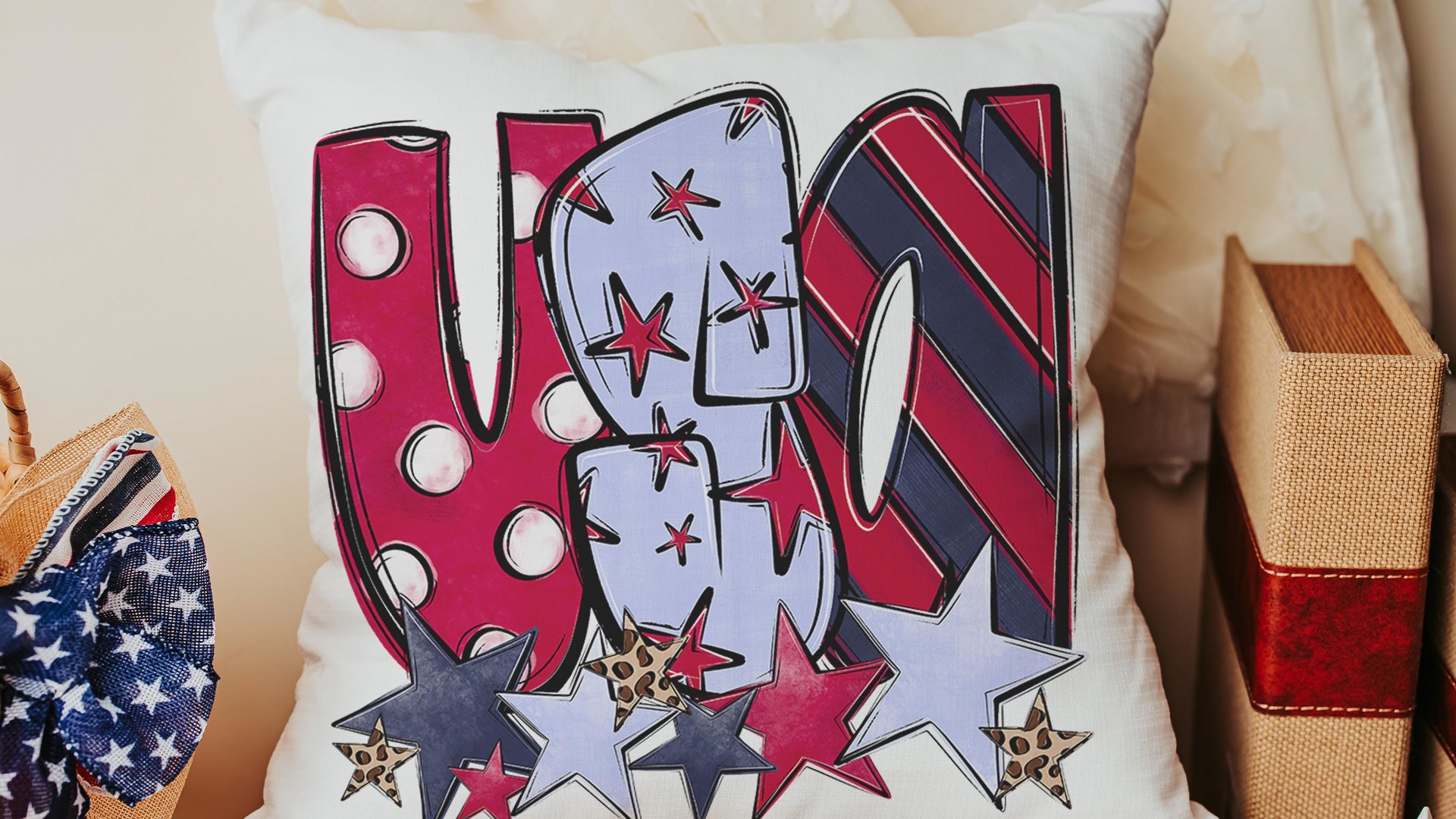 stars and stripes pillow covers decorative pillows for couch, leopard print USA decor, patriotic gifts for women, 4th of July throw pillow