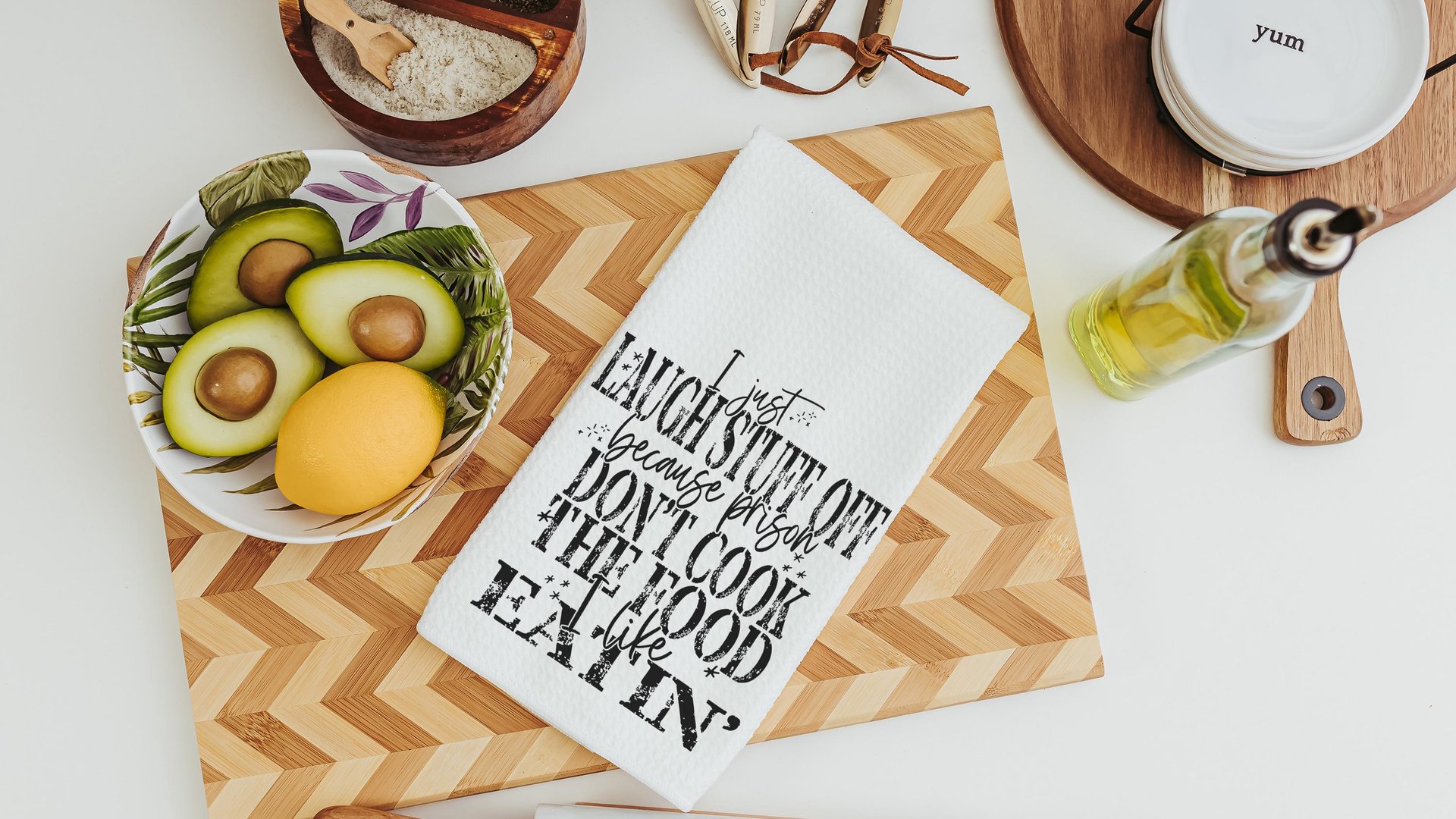 I can't go to prison sarcastic kitchen towels, cooking gifts for women, bestie birthday gifts for her, funny kitchen decor, snarky gifts for