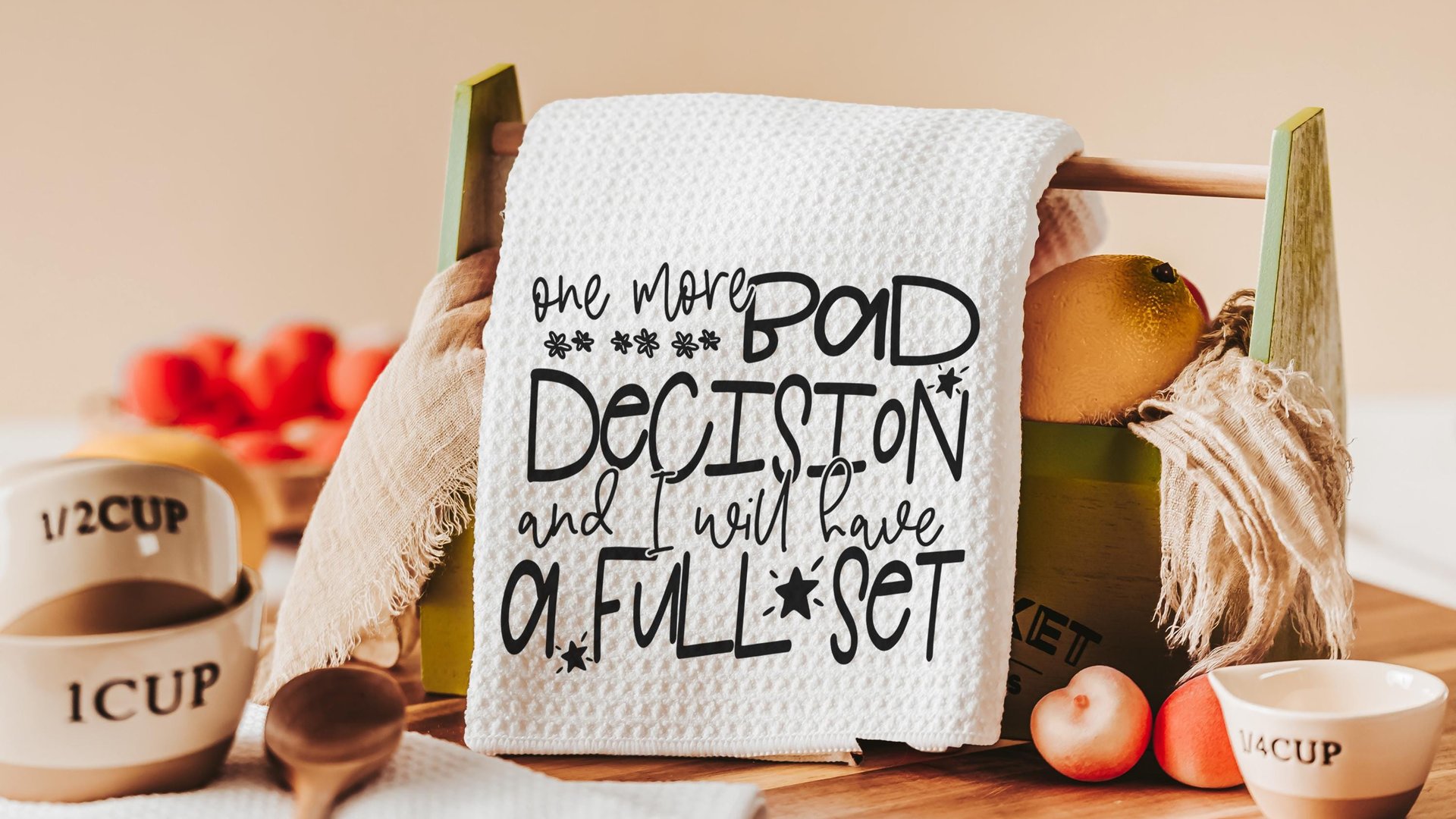 bad decisions quote sassy kitchen towel home decor, snarky gifts, divorce gift for her, bad decisions make good stories funny kitchen items