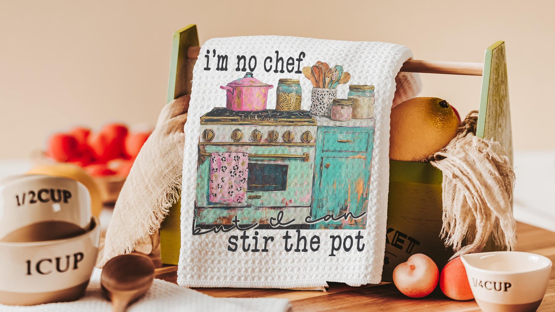 not a chef stir the pot funny kitchen towels for women, your opinion is not in the recipe sassy hand towel, sarcastic gifts for sister, best