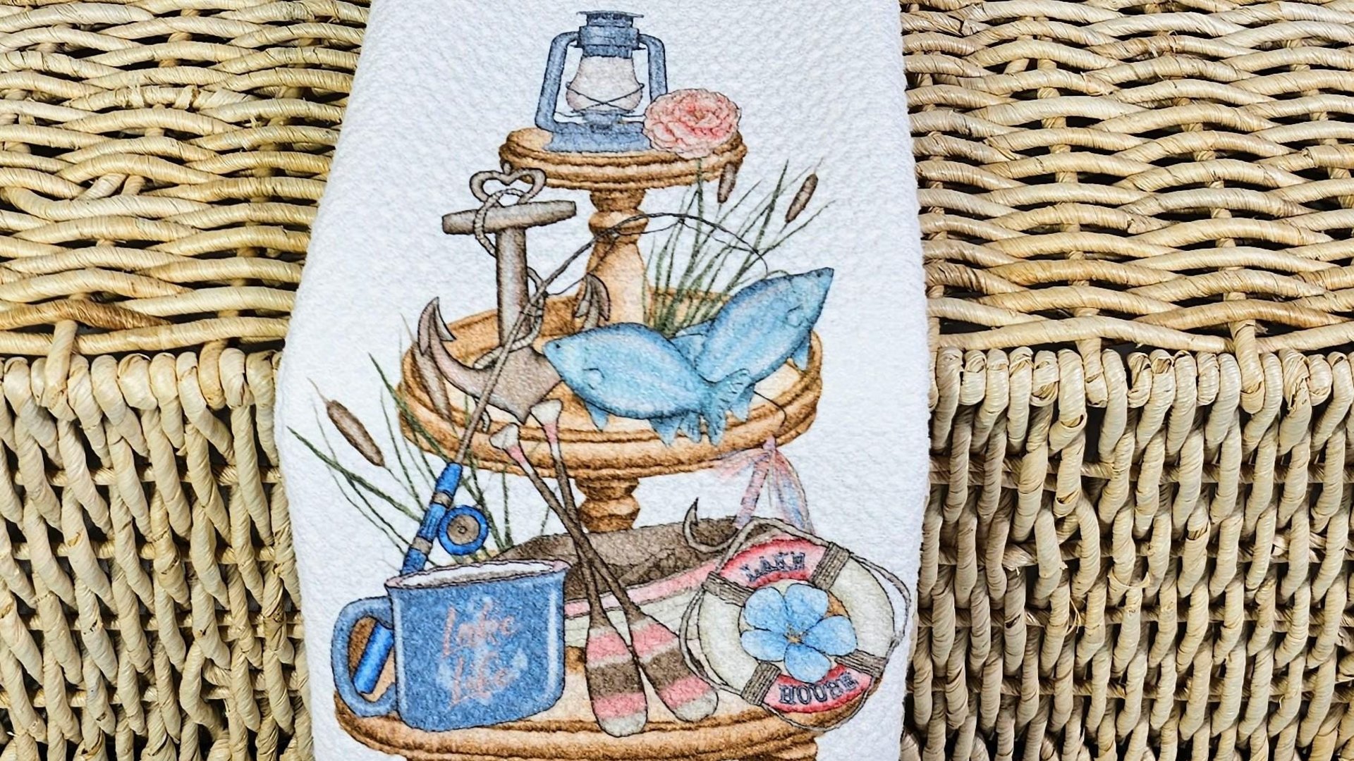 lake kitchen towels summer kitchen tea towels for friends, lake life hostess gifts for women, guest bathroom hand towels, lake house decor